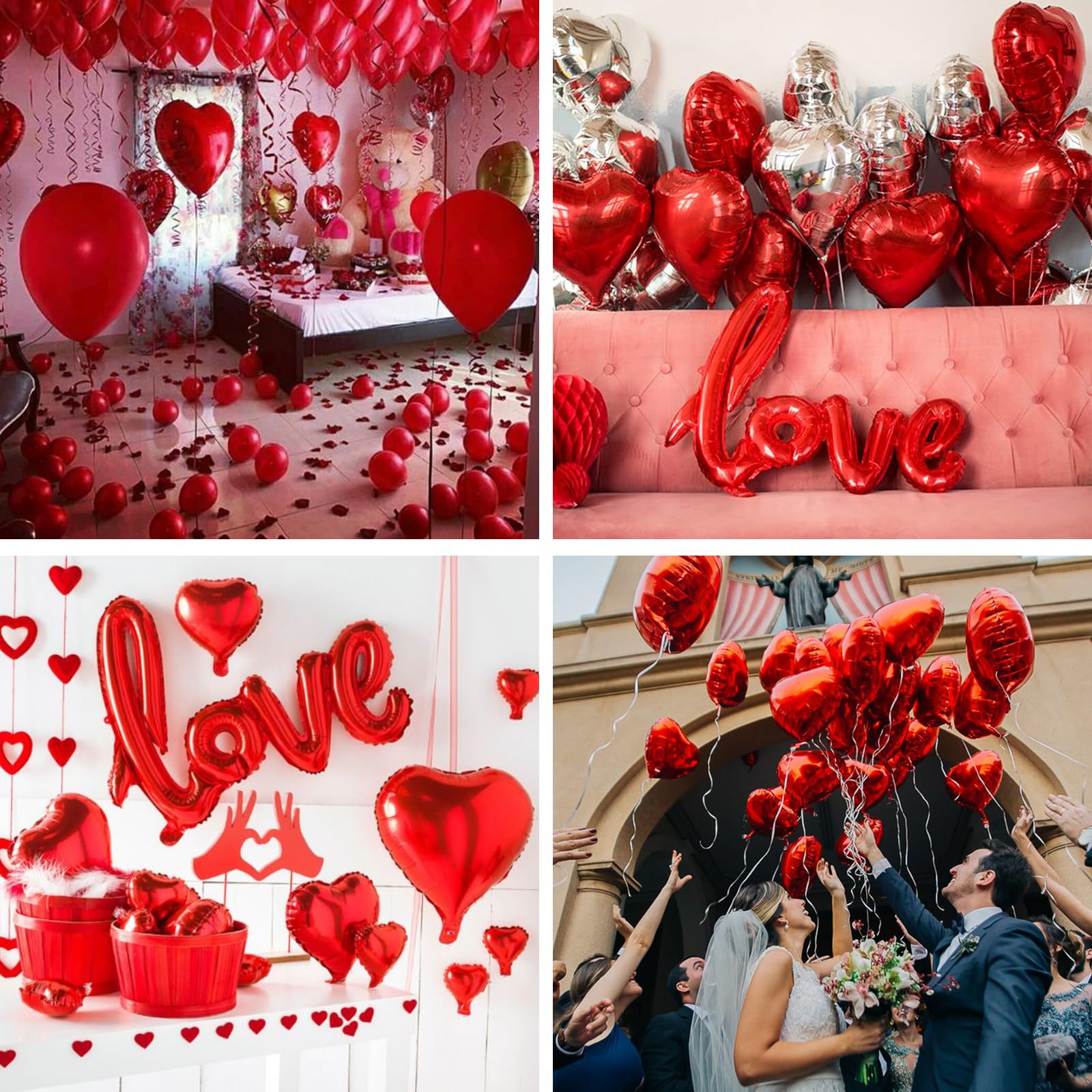 PartyWoo Valentines Balloons, Heart Balloons for Valentines Day Decorations, Valentine Decorations, Valentines Decor 50 Pcs-1287