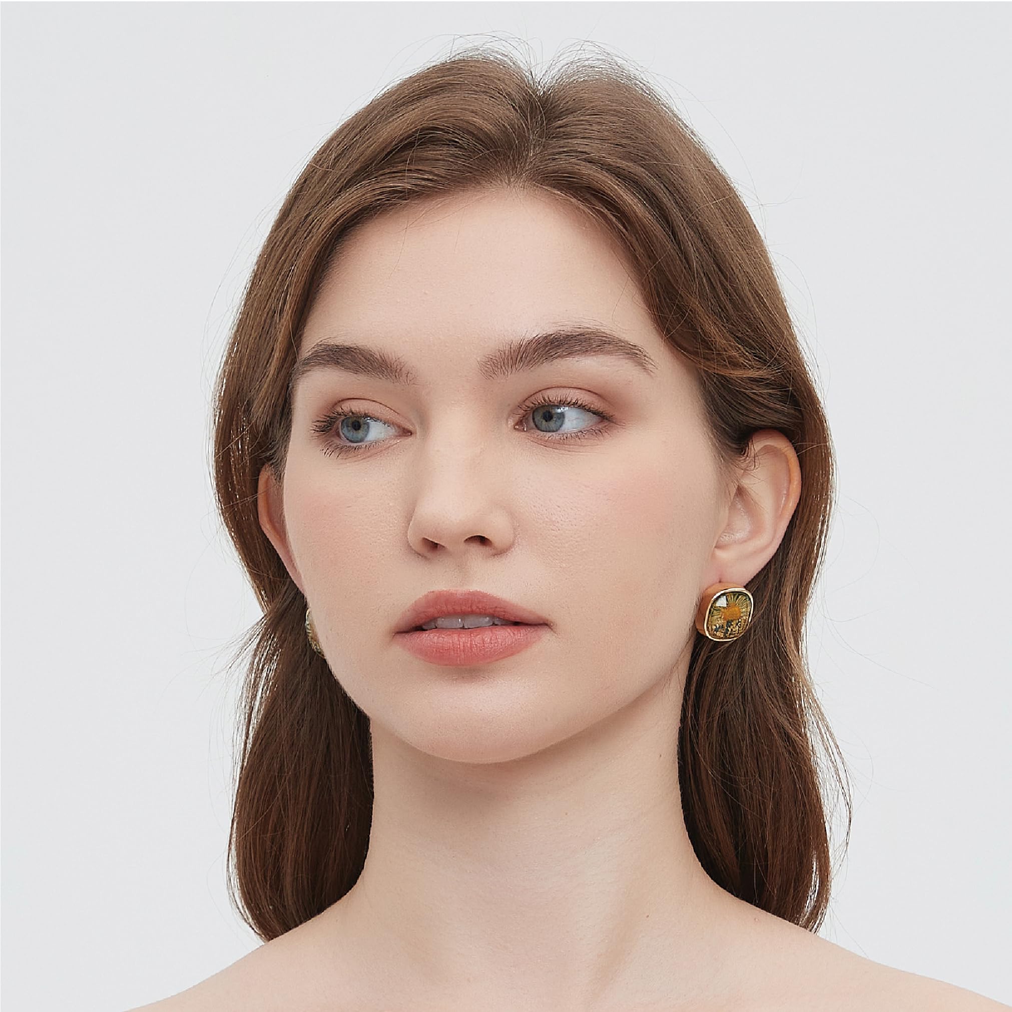 PEPELUALI Pressed Wildflower Earrings Personalized Handmade Earrings S925 with 14K Gold Plated Modern Wedding Eardrop Valentine Birthday Gift for Her (Green)