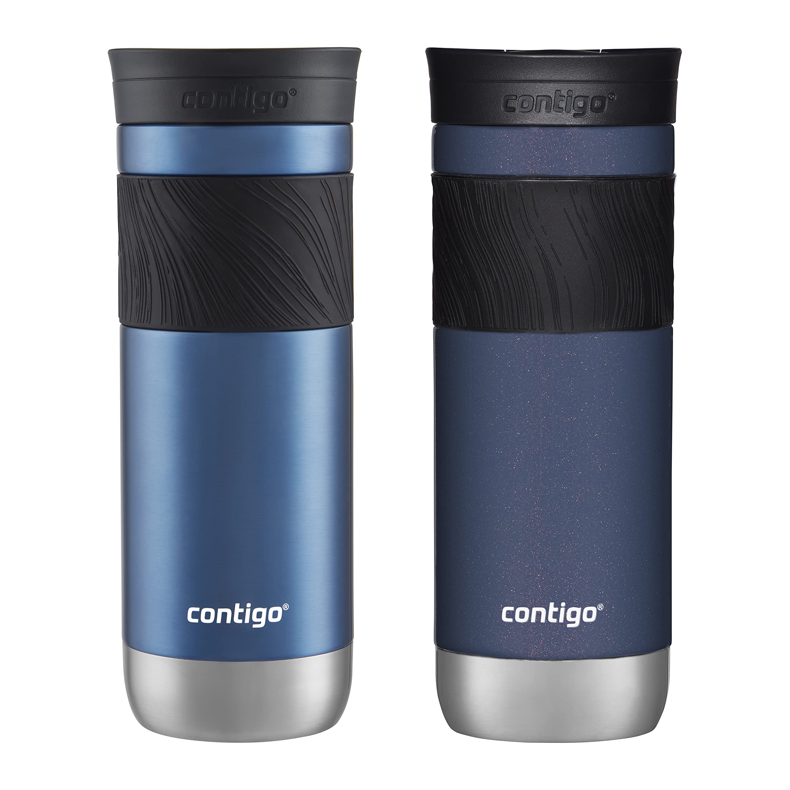 Contigo SNAPSEAL Insulated Stainless Steel Travel Mug with Grip, 20oz., Blue Corn Transparent Satin & Midnight Berry