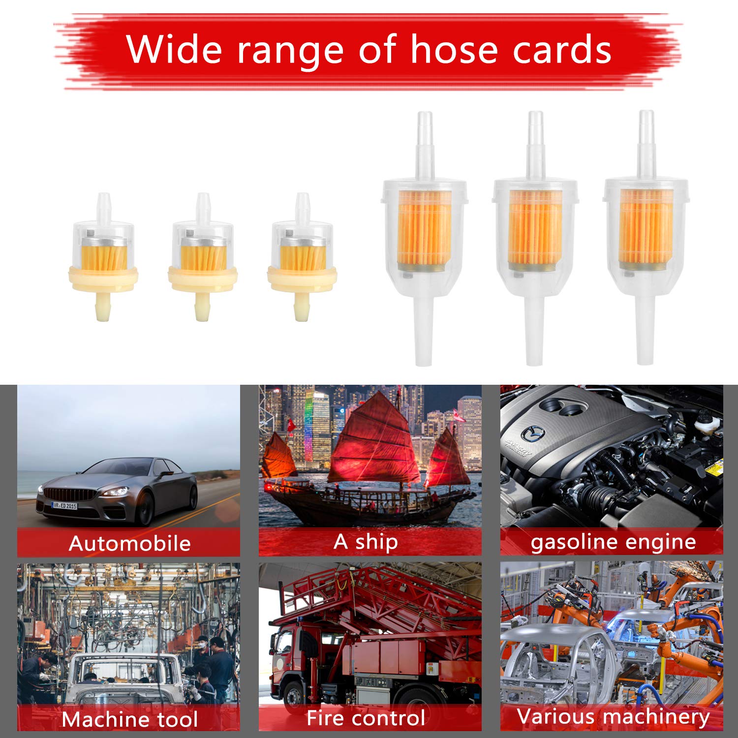 CocoMocart Gas Inline Fuel Filters with magnet for Kawasaki Kohler Briggs & Stratton John Deere 1/4 Inch x 5/16 Inch (Pack of 10)