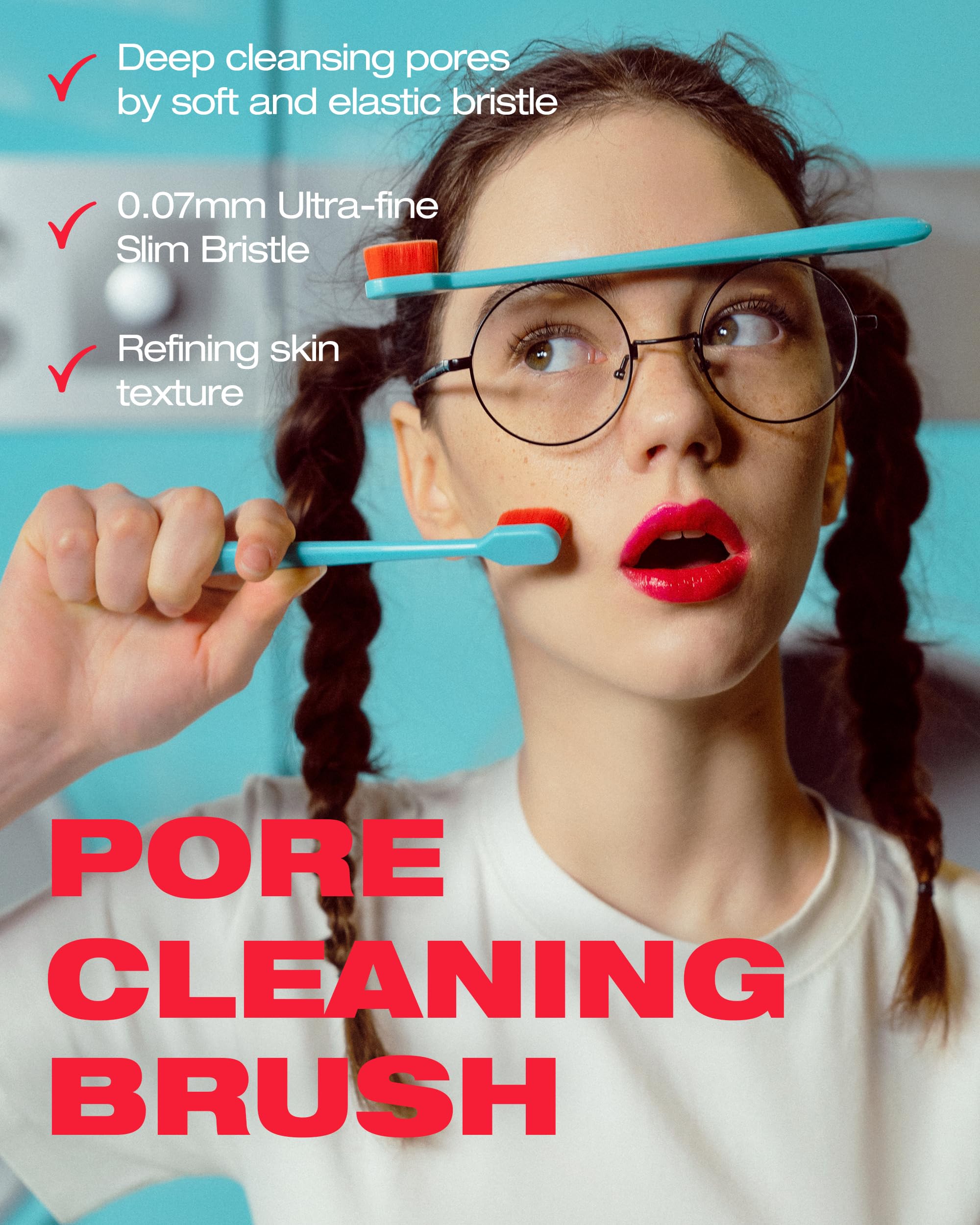 LAUNDRYOU Pore Cleaning Brush - Over 10,000 Fine Bristles for Deep Cleansing, Blackhead Brush Remover Tool, Gentle on T-Zone, Boosted Sebum & Impurity Removal