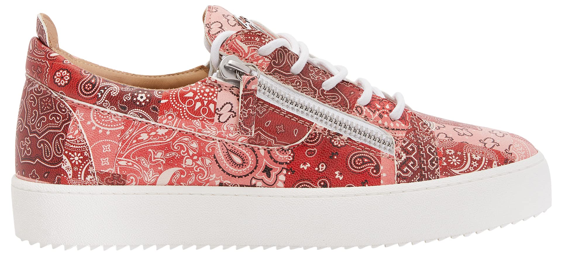 Giuseppe Zanotti, Frankie Low Top Bandana Print Sneakers, 11, Red