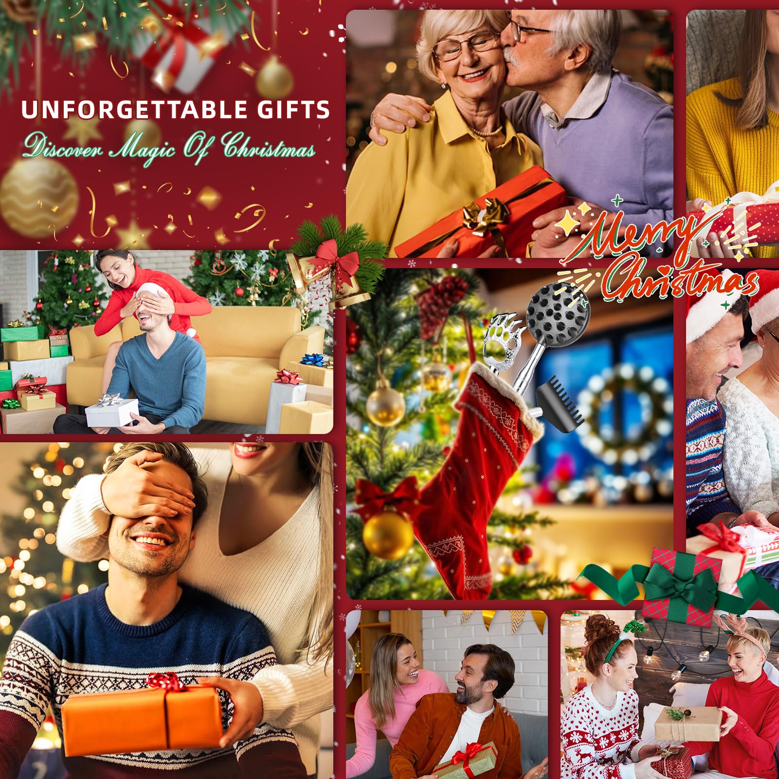 TUKUOS Telescoping Back Scratcher with 4Pcs Detachable Scratching Heads, Stocking Stuffers for Men Back Scratcher for Men/Women,White Elephant Gifts for Adults Christmas Gifts for Men Women