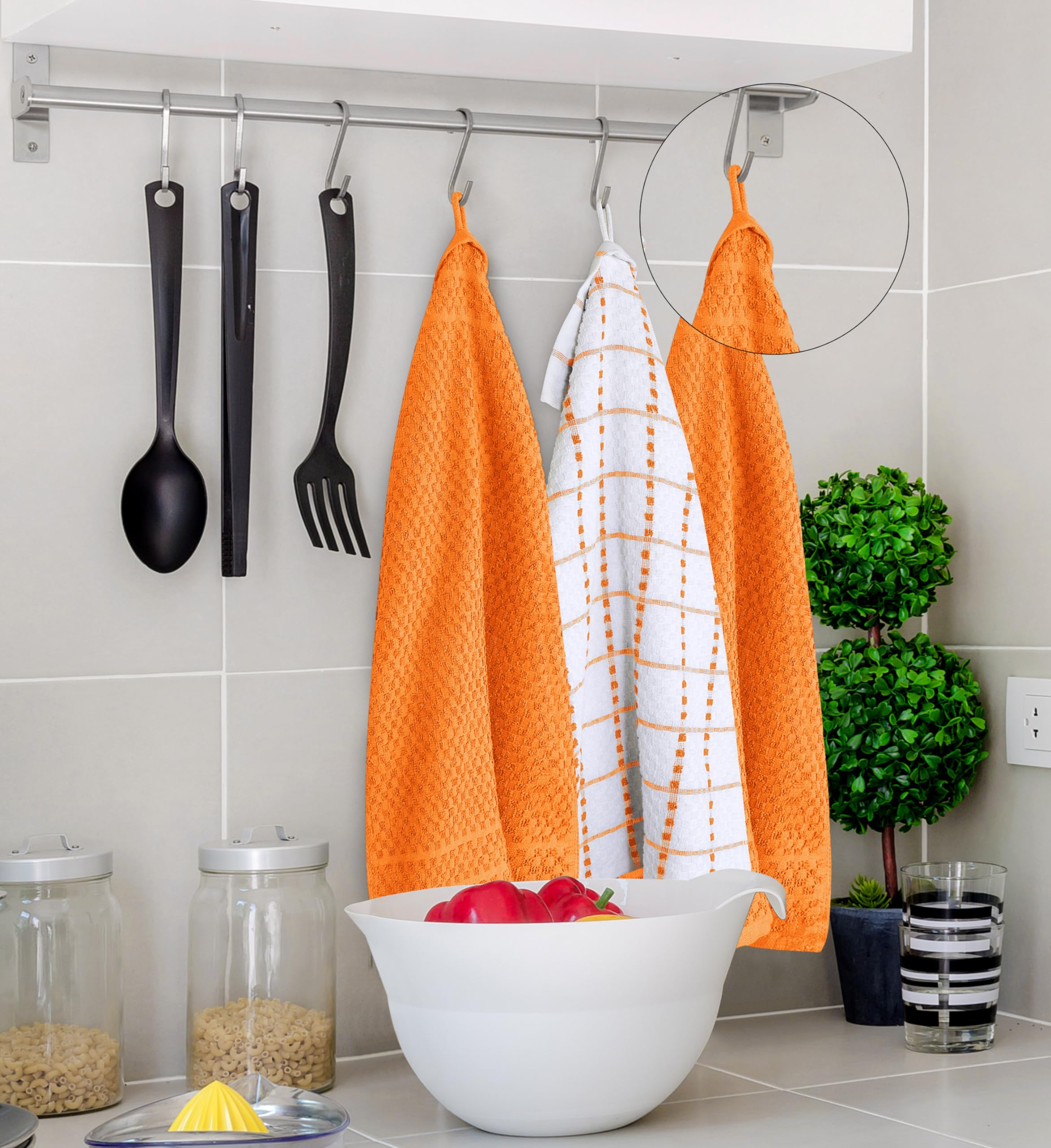 Utopia Towels Kitchen Towels [6 Pack], 15 x 25 Inches, 100% Ring Spun Cotton Super Soft and Absorbent Dish Towels, Tea Towels and Bar Towels (Orange)