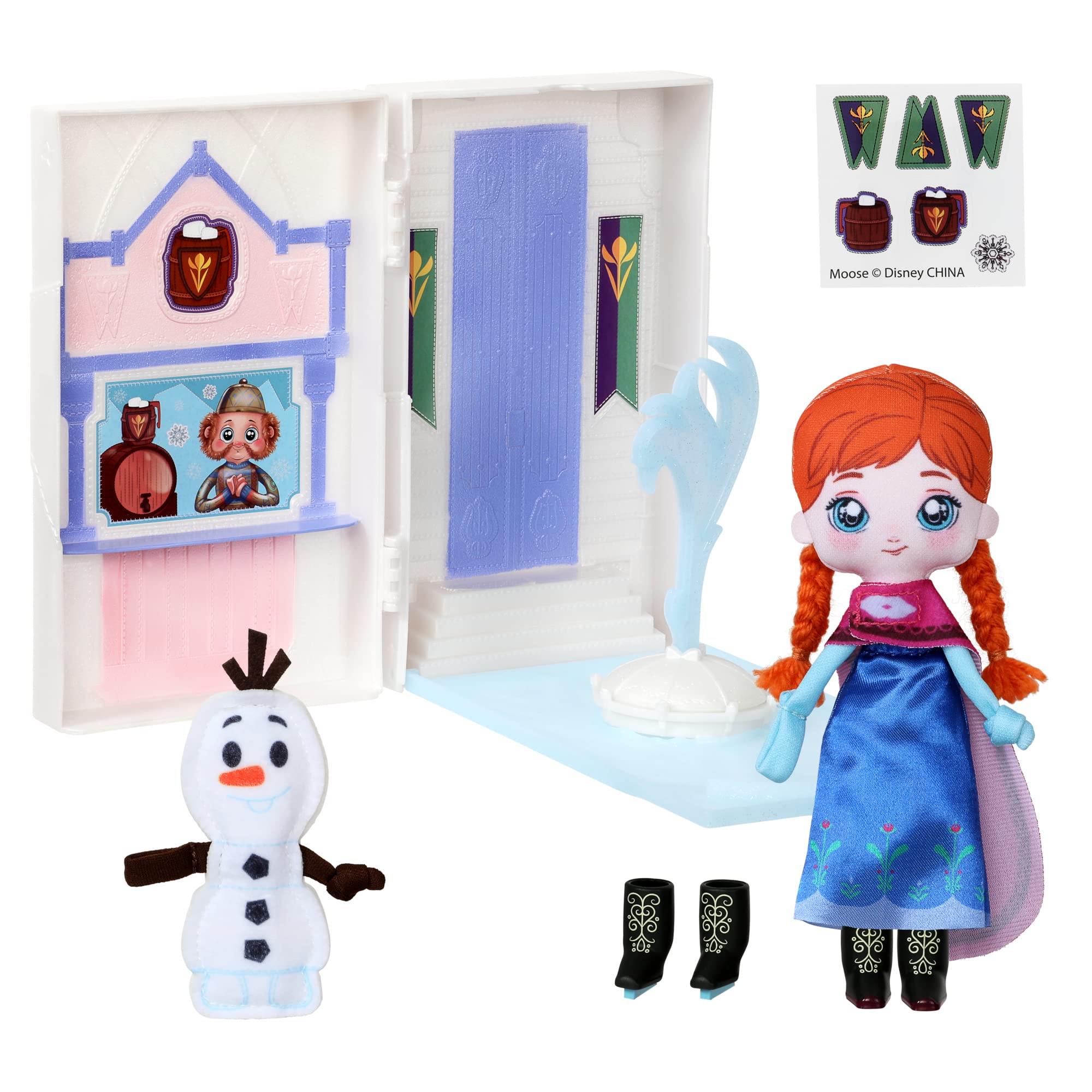 SWEET SEAMS Disney 6" Soft Rag Doll Deluxe Pack – 2pc Toy Dolls |Anna and Olaf's Castle Ice Rink Playset