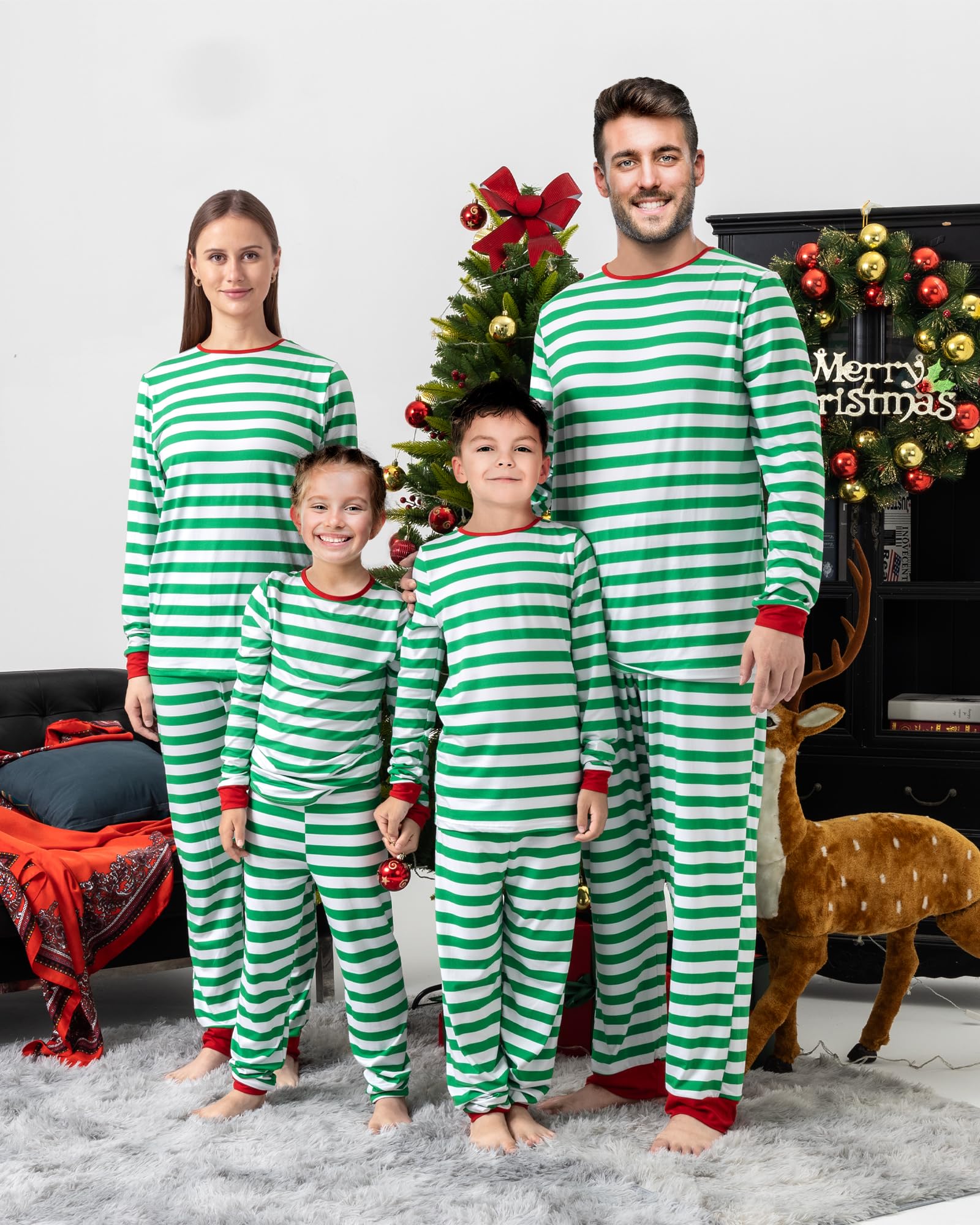 QUNISY Family Pajamas Christmas Matching Sets Xmas Family Pjs Set Couple Holiday Jammies Women/Men Festival Sleepwear Adult KIDS-8T-G