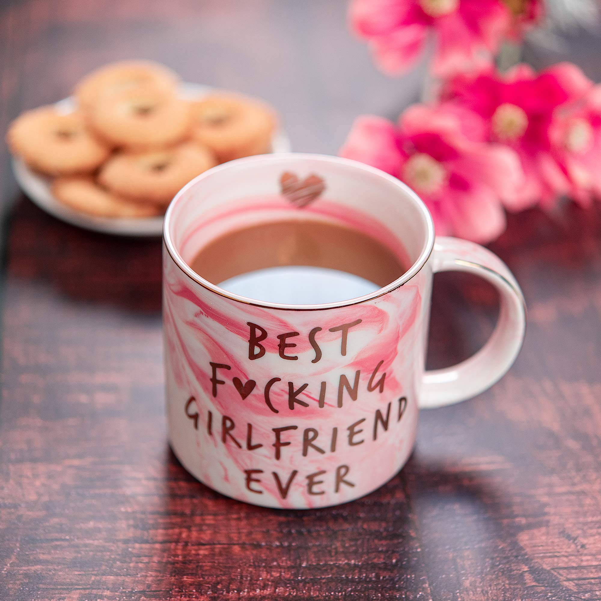 Christmas Gifts for Girlfriend - Birthday, Anniversary, Romantic Gift - Best Girlfriend Ever - Funny Cute Couple Birthday Gifts Ideas for Girlfriend, Her, Couples - Pink Mug, 11.5oz Coffee Cup