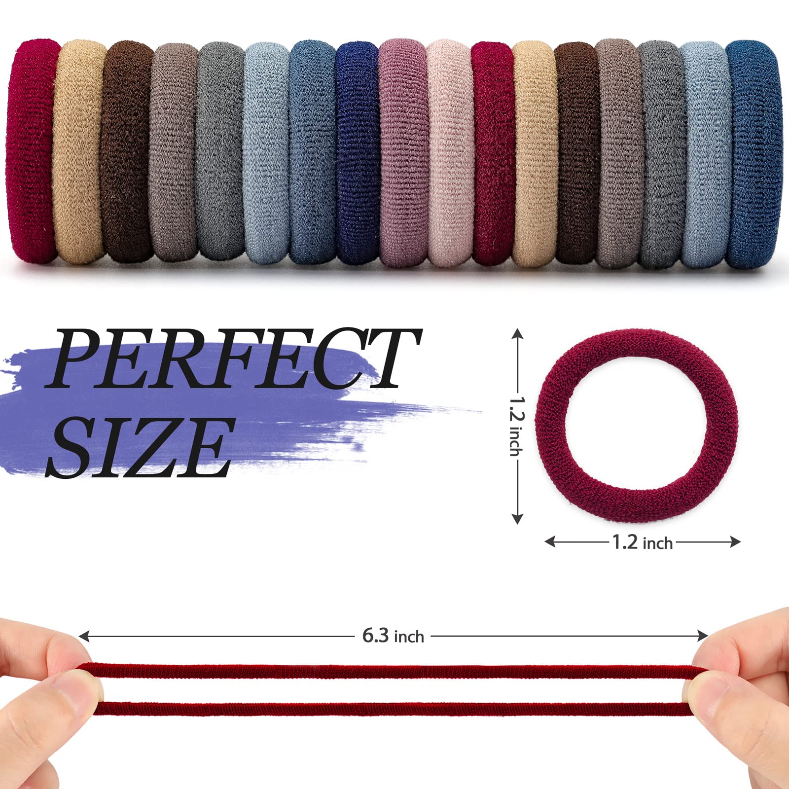 JIRIS 100PCS Seamless Thick Hair Bands - Elastic Ponytail Holders, No-Crease Cotton Ties for Women, Kids and Toddler Girls Hair Ties (set 3)