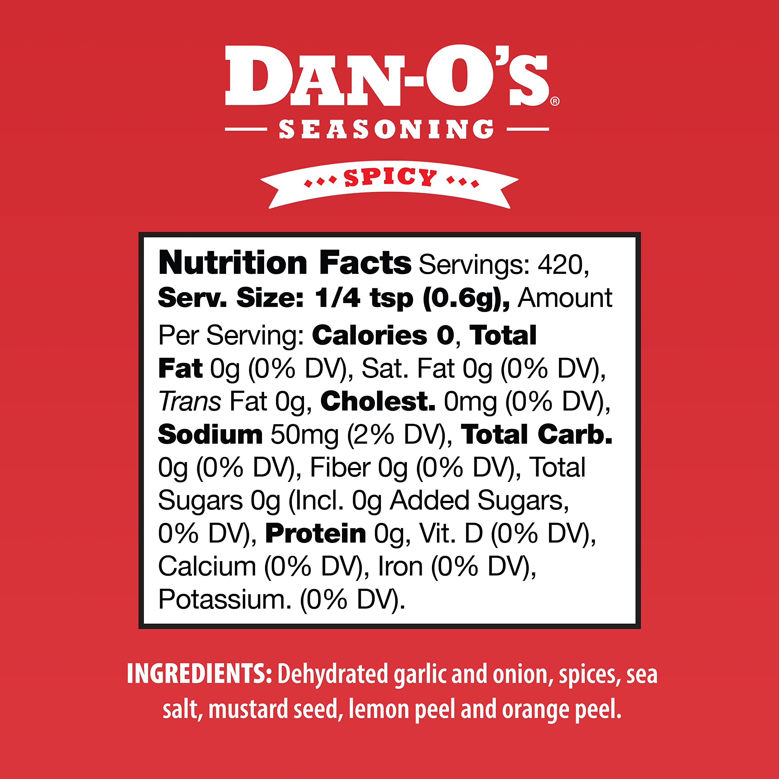 Dan-O's Spicy Seasoning - Seasoning for Chicken, Meats, Rub - All-Purpose, All-natural, Sugar Free, Zero Calorie Seasoning for Cooking & Grilling Anything with a spicy kick - Medium bottle (8.9 oz)