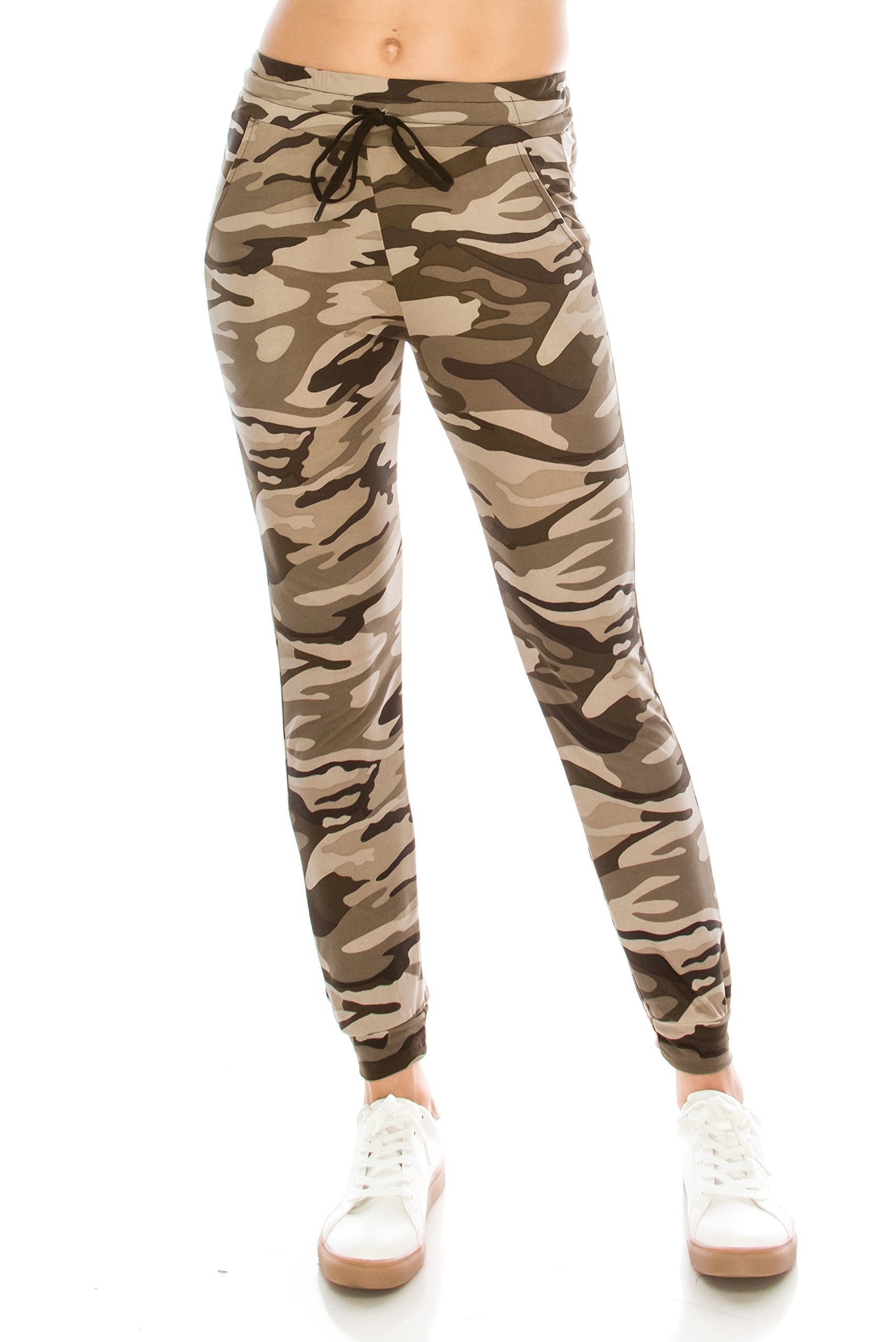 ALWAYS Women Drawstrings Jogger Sweatpants - Super Light Skinny Camo Soft Pockets Pants US S (Tag S/M)