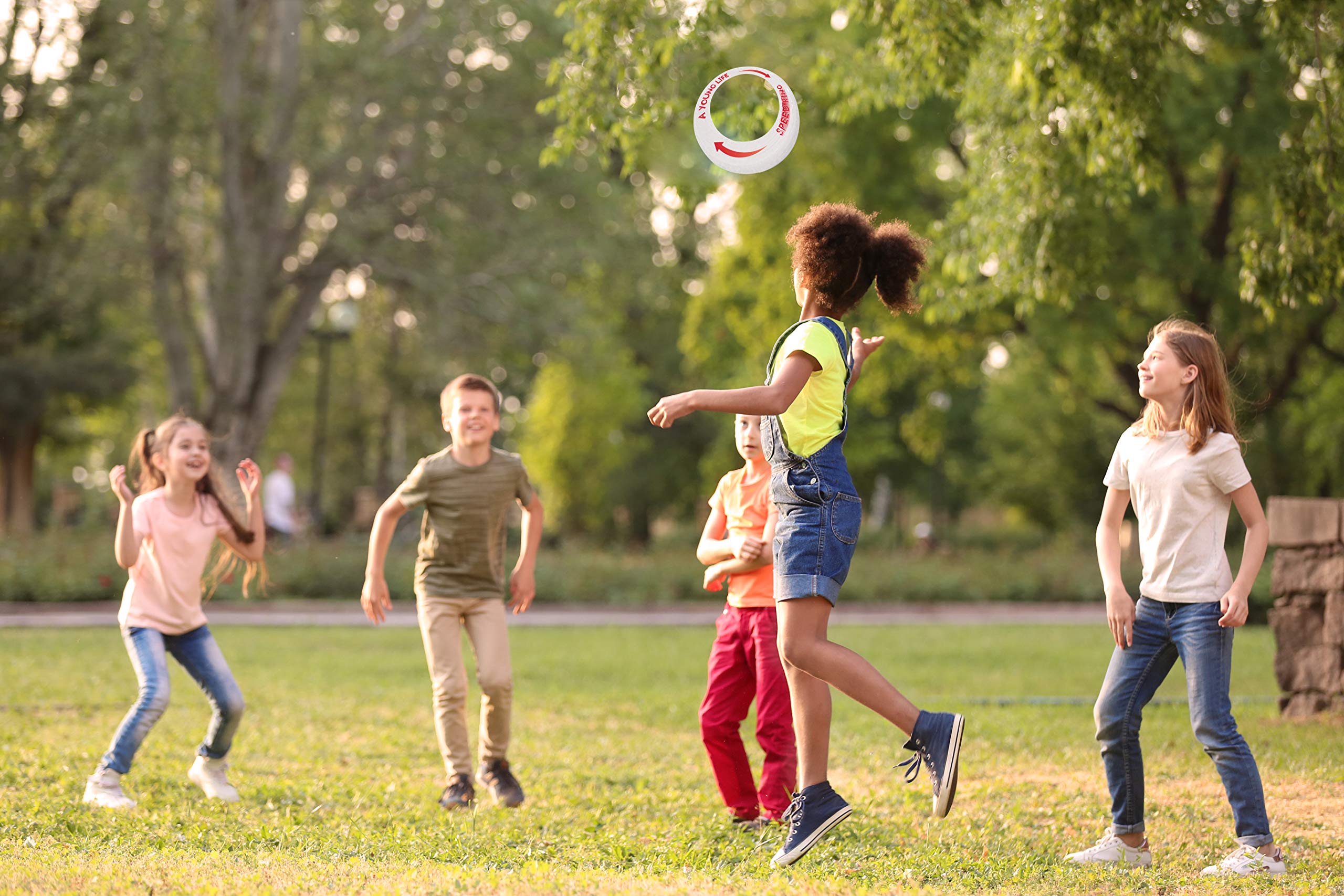 [4 Pack] Kid's Flying Rings Flying Disc - Glow in The Dark - Fly Straight - Weight 1.15 OZ Only - Floats On The Water - Best Healthy Activities for Your Family - Party Outside and Play!