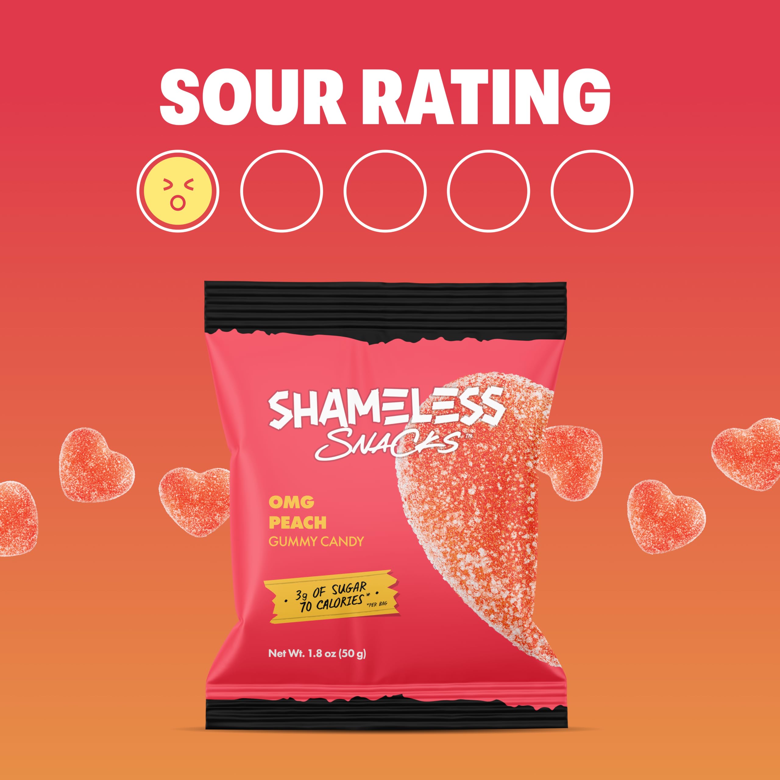 Shameless Snacks - Healthy Low Calorie Snacks, Low Carb Keto Gummies (Gluten Free) - 6 Pack OMG Peach