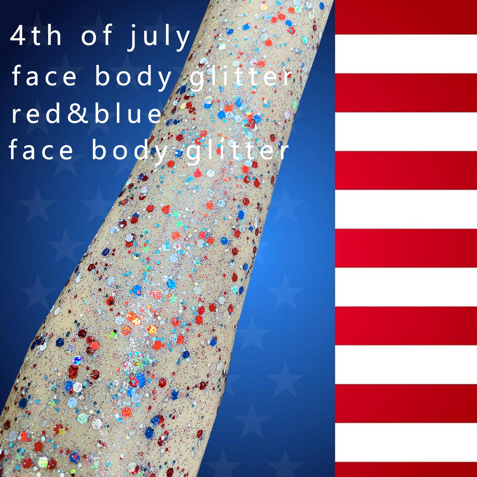 MEICOLY Blue Face Body Glitter,Halloween Face Glitter Gel,Festival Rave Accessories,Patriotic Veterans Day Independence Day 4th of July Pride Face Paint Makeup,Sparkling Mermaid Body Glitter for Women