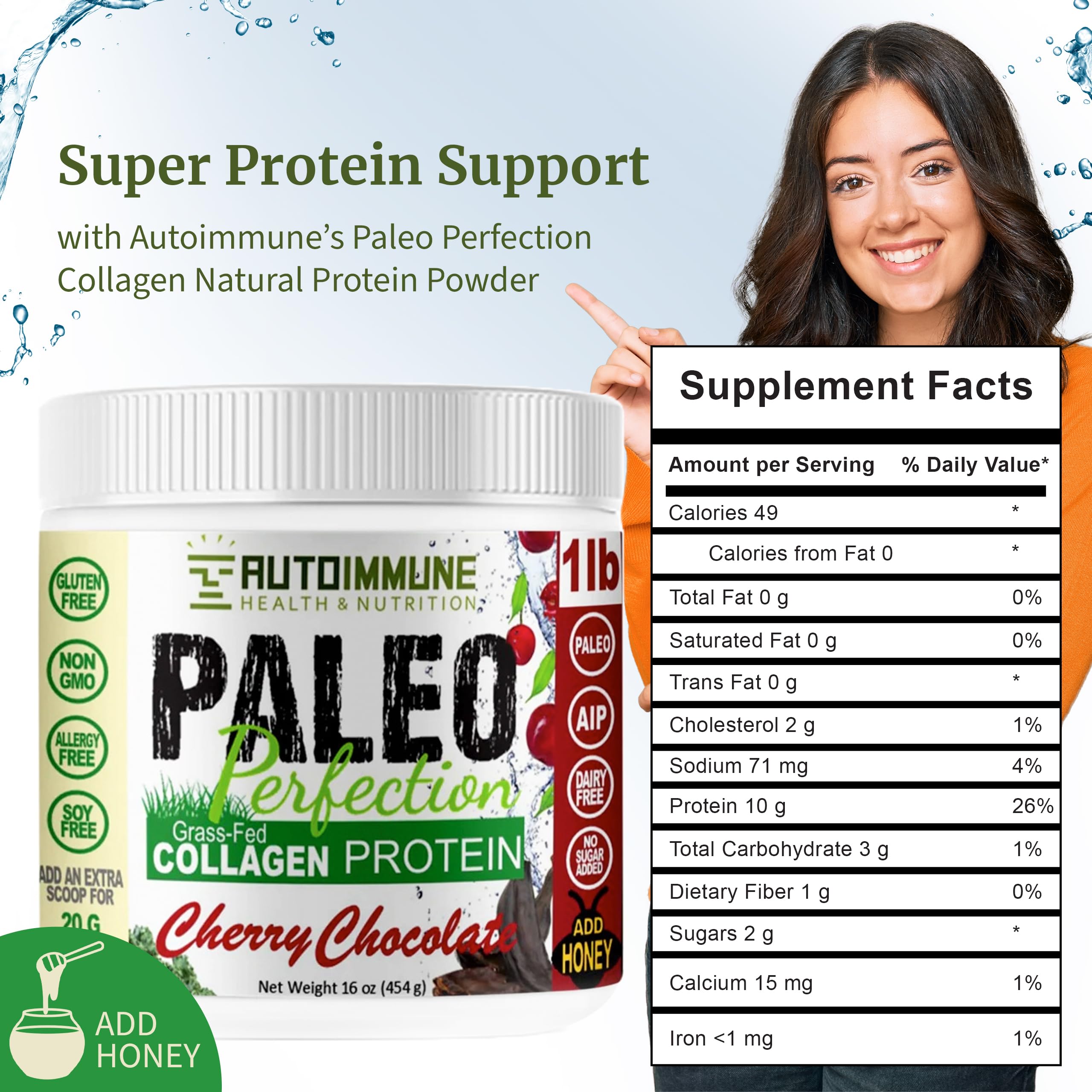 Collagen Protein Powder Without Stevia - Non GMO Collagen Powder for Women with Carrot Broccoli Apple Fiber - Paleo Keto 300g Grass Fed Beef Protein Powder & Superfood Blend by Autoimmune