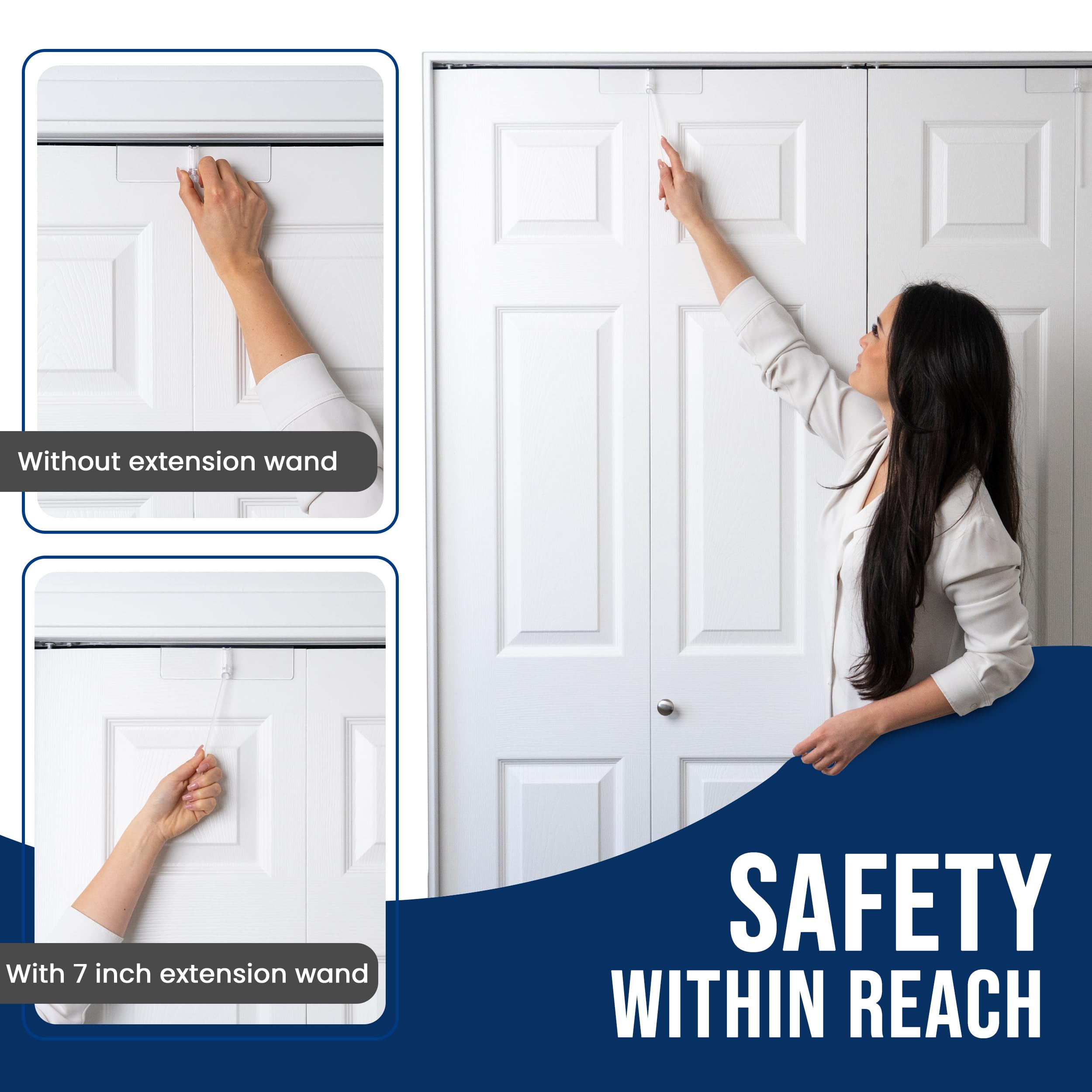 (4- Pack) - Safety Innovations Bi-fold Door Lock - Closet Protection Child and Pet Proof Bi-fold Door Lock - Tool-Free Installation - Unbreakable Clear Polycarbonate - for 1 3/8" Thick Wood Doors