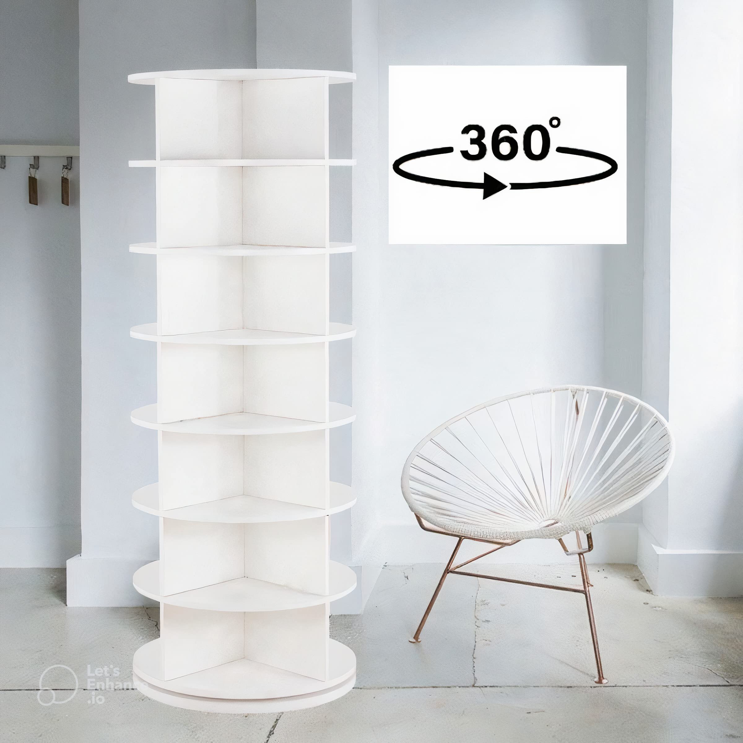 Weinstein storage Original Rotating Shoe Rack Tower, Original 7-Tier Hold Over 35 Pairs of Shoes, Spinning Shoe Display Lazy Susan, Revolving 360 Shoe Rack Tower, Rotate Shoes Closet Organization.