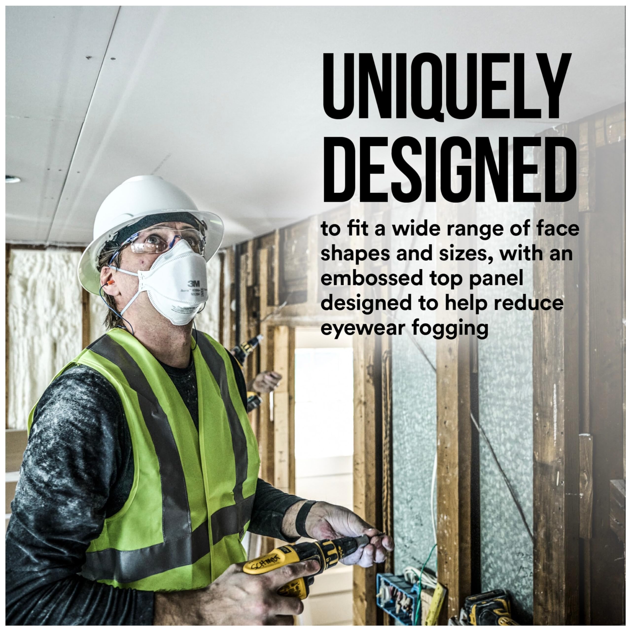 3M Aura Particulate Respirator 9205+ N95, Lightweight, Three Panel Designed Respirator Helps Provide Comfortable And Convenient Respiratory Protection, 10-Pack