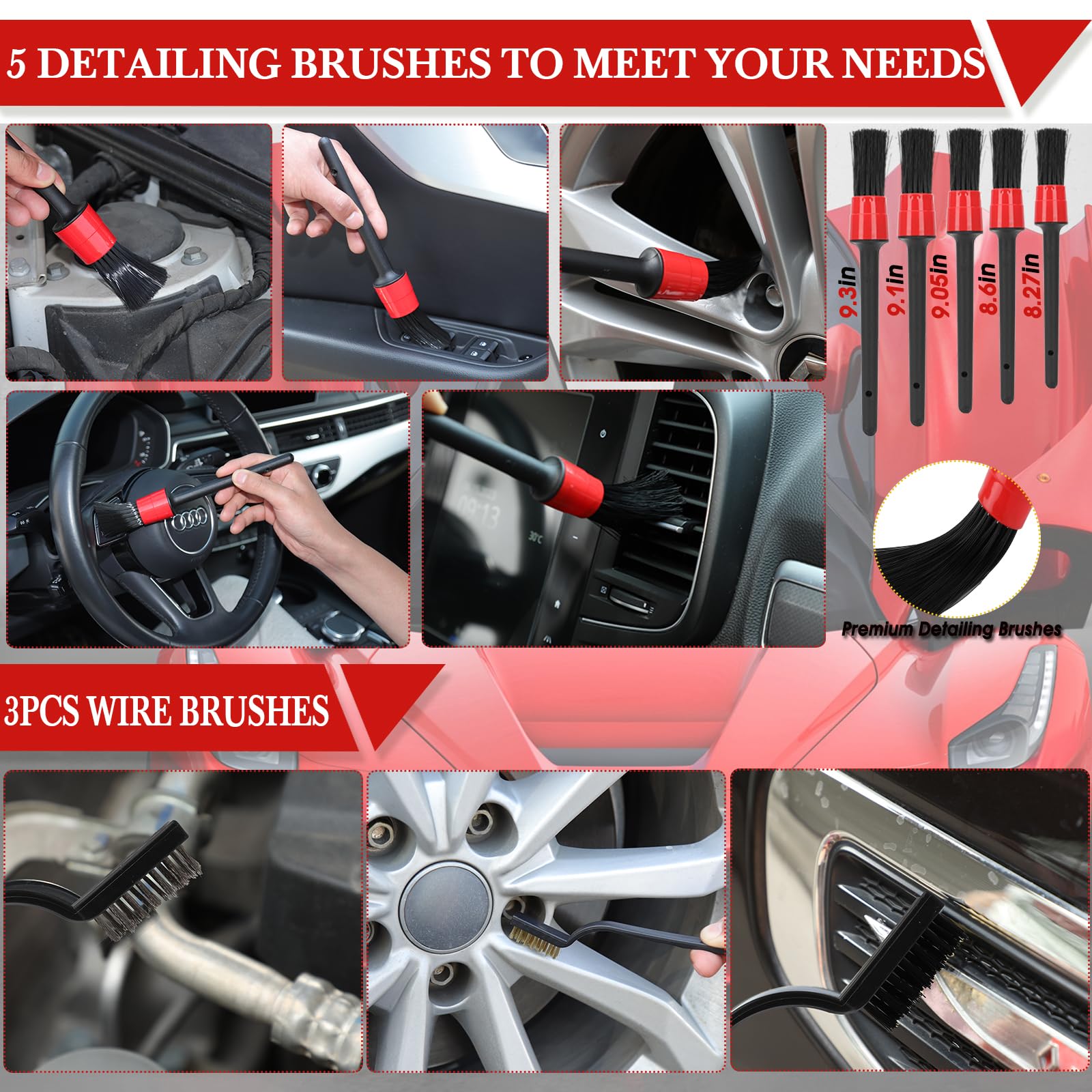 60PCS Car Wash Cleaning Kit,Cordless Car Vacuum Car Detailing Kit, Easy to Use Interior Car Cleaning Kit with Car Cleaning Gel,Detailing Brush Set,Windshield Cleaner, Car Accessories for Women/Men