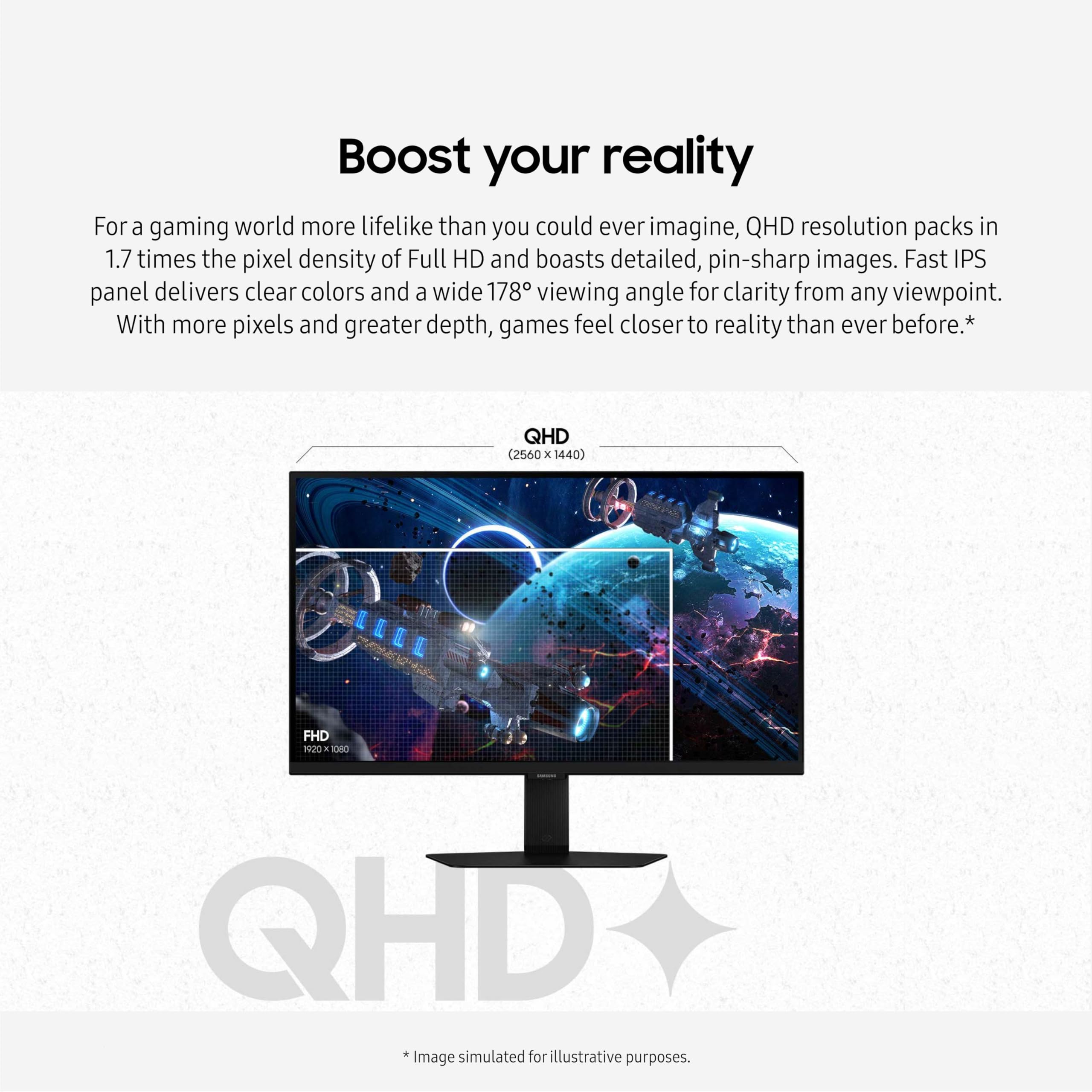 SAMSUNG 27-Inch Odyssey G50D Series QHD Fast IPS Gaming Monitor, 1ms, VESA DisplayHDR 400, 180Hz, AMD FreeSync, Adjustable Stand, Eye Saver Mode, LS27DG500ENXZA, 2024