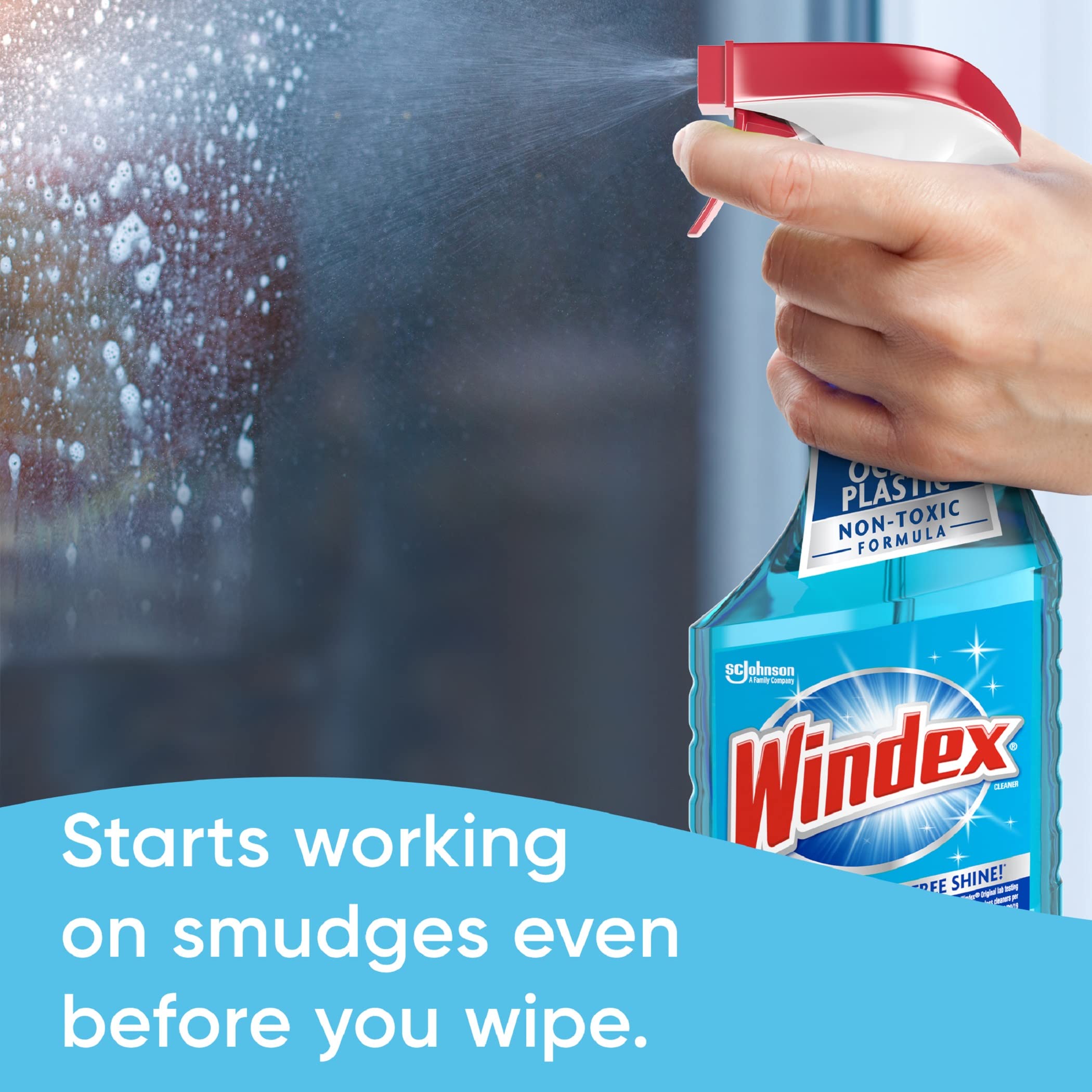 Windex Glass and Window Cleaner Spray Bottle, Bottle Made from 100% Recycled Plastic, Surface Cleaning Spray, Original Blue Scent, 23 Fl Oz (Pack of 6)