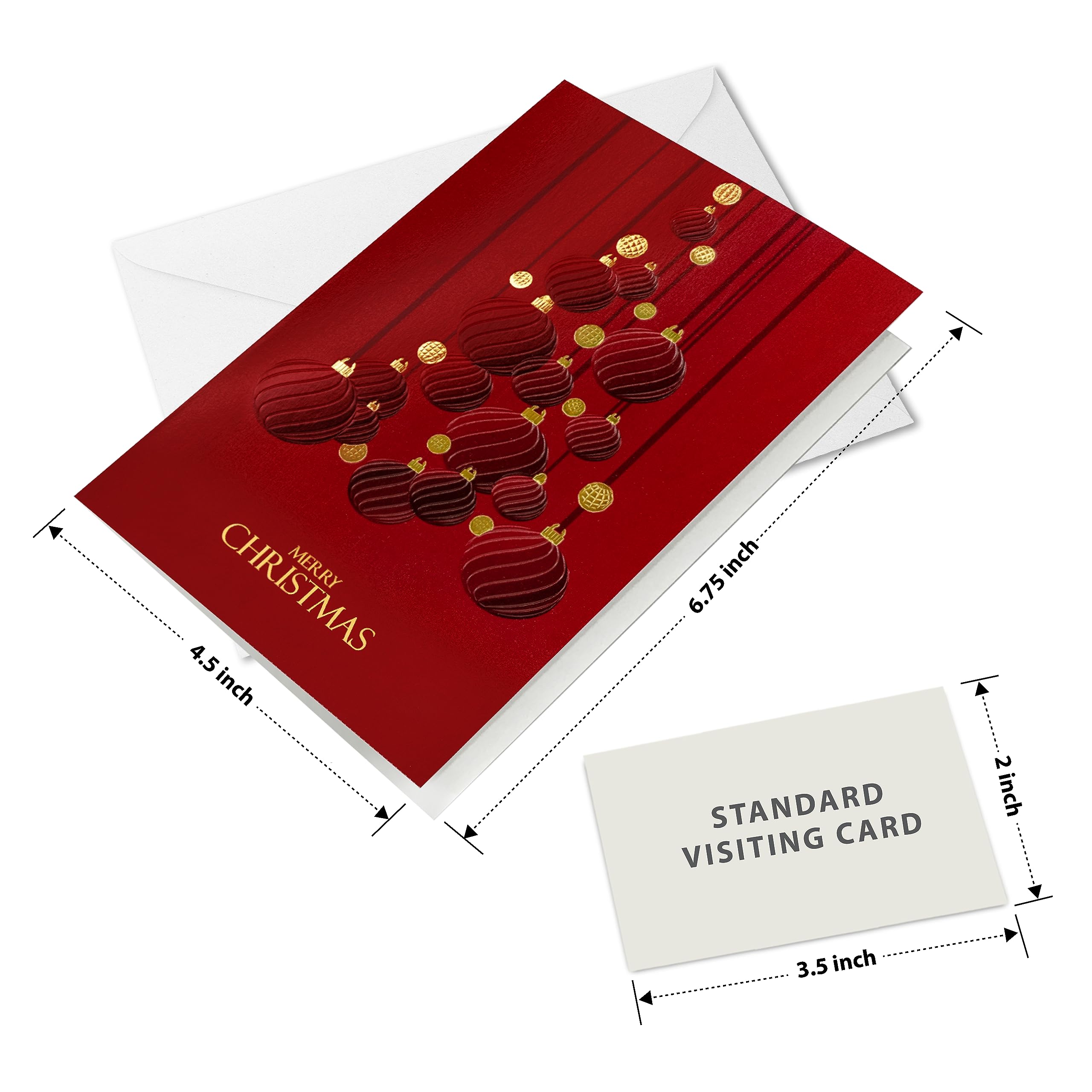 easykart labels 16 Christmas Greeting Cards with Gold Foiling & Embossing with Envelopes, Dark Red Colour, 6.75 x 4.5 Inch Merry Christmas Cards with Seal Stickers For Friends, Family and loved Ones