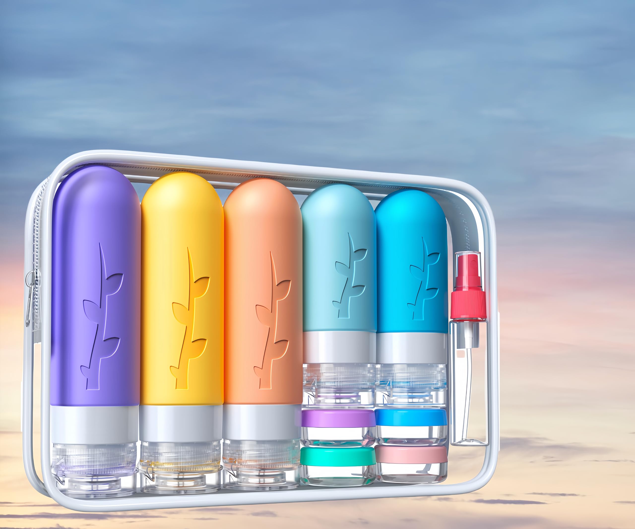 19 Pack travel Bottles for Toiletries, Silicone TSA Approved Travel Size Containers for toiletries Leak Proof Refillable Travel Essentials for Shampoo Conditioner Lotion toiletry bottles