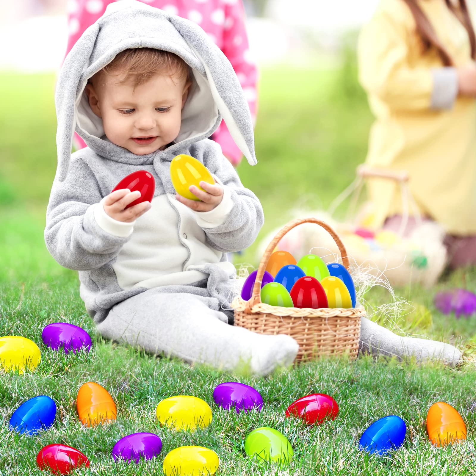 KMUYSL Prefilled Easter Eggs with Toys for Easter Eggs Hunt, Plastic Eggs with Finger Puppets, Surprise Egg, Easter Theme Party Favor, Basket Stuffers Filler, Classroom Prize Supplies