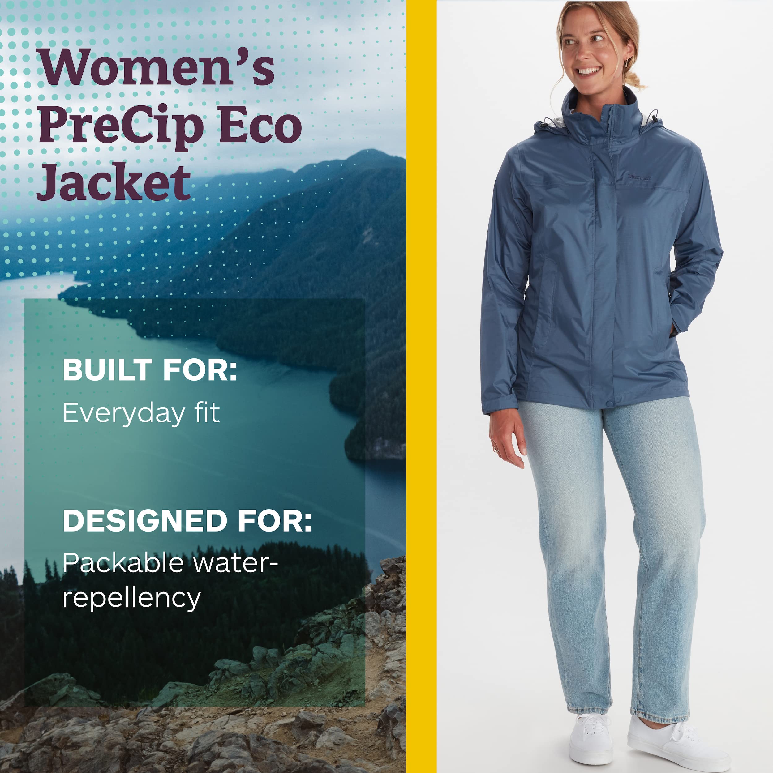 MARMOT Women's PreCip ECO Jacket | Lightweight, Waterproof Jacket for Women, Ideal for Hiking, Jogging, and Camping, 100% Recycled, Storm, Small