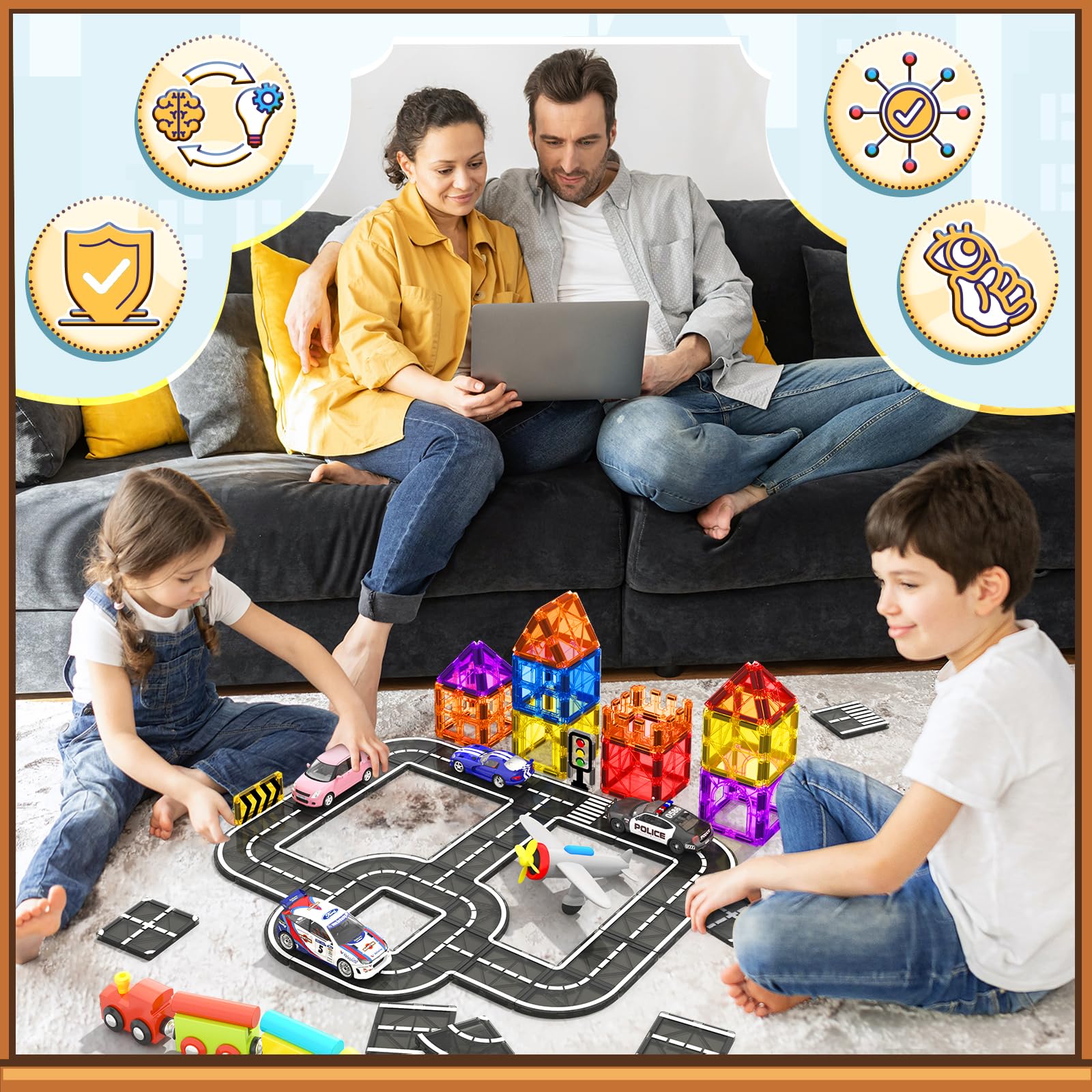 Magnetic Tiles Road Expansion Pack, STEM Magnet Building Blocks for Toddler Kids Toys, Montessori Educational Toy Gifts for 3+ Year Old Boys & Girls, Creativity-igniting Kids Toys