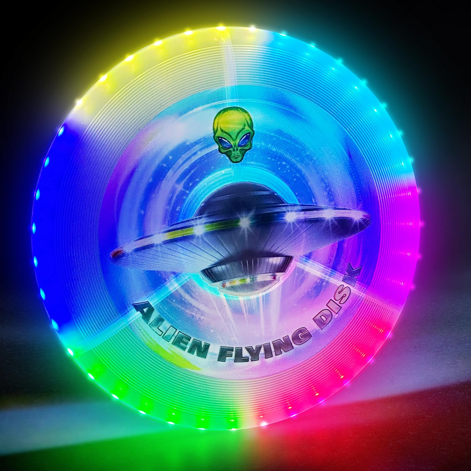 LED Light Up Flying Disc with Millions of Colors, 7+5 Light Modes, Rechargeable, Glow in the Dark Waterproof Outdoor Games for Adult and Family/Boys/Teens/Kids Beach Camping Essentials Lawn Yard Games