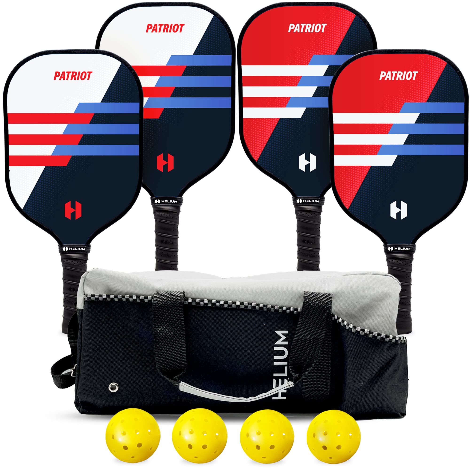 Helium Pickleball Paddles Set of 4 - USAPA Certified - Graphite Fiberglass Surface, Lightweight Honeycomb Core