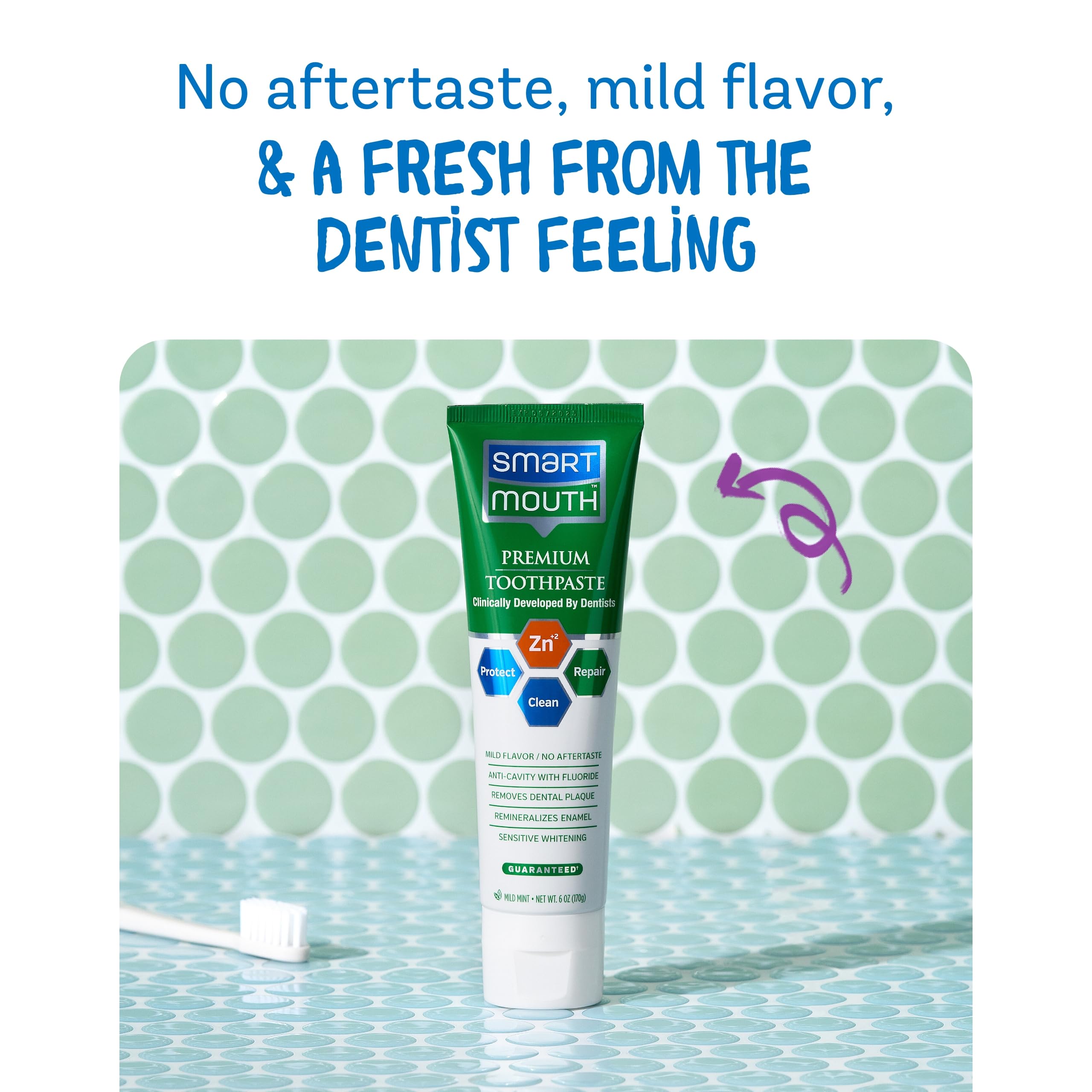 SmartMouth Toothpaste, Refreshing Mint, 6-Ounce Tube (Pack of 3)