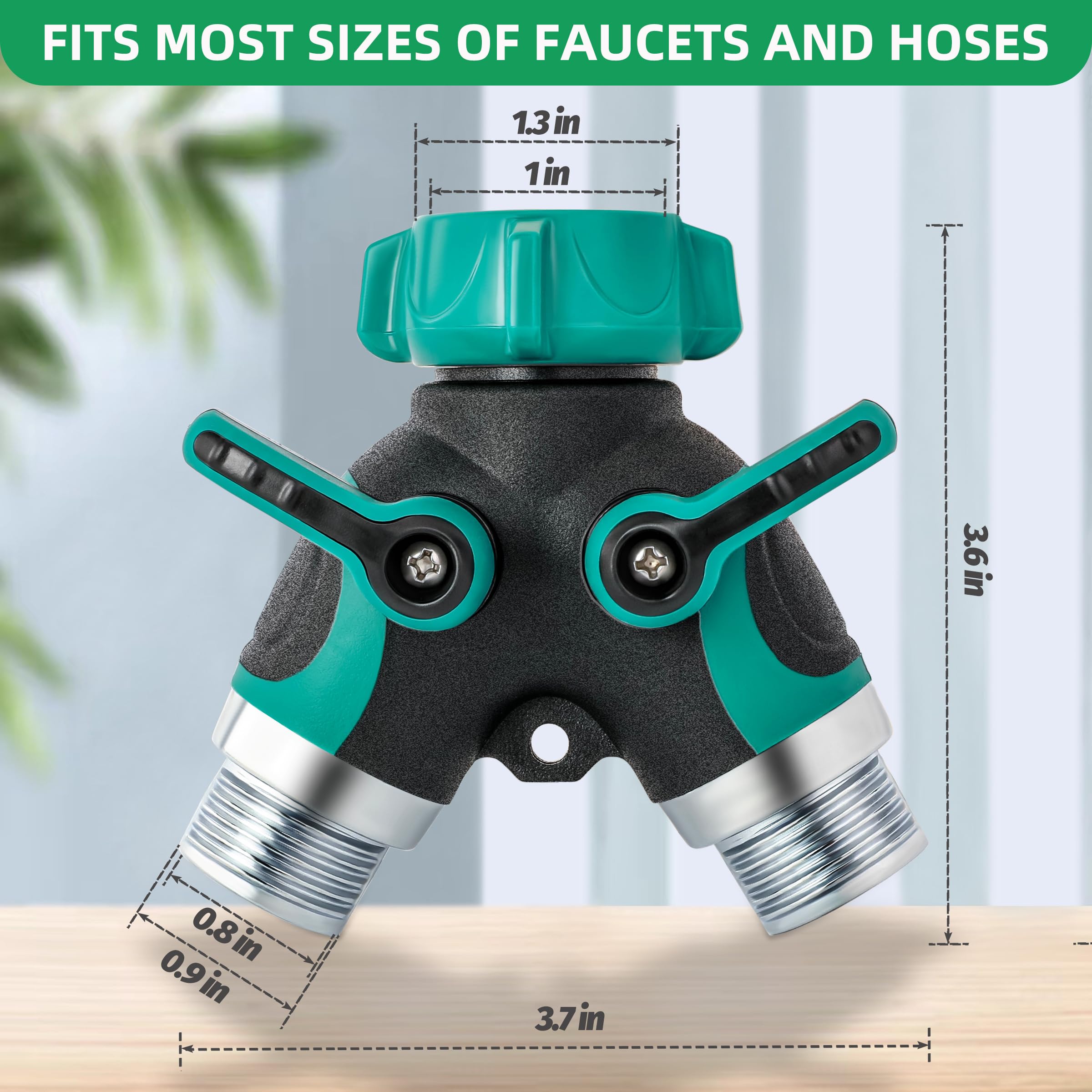 Hose Splitter 2 Way 3/4 Inch Faucet Y Connector With Shut Off Valve,Garden Hose Splitter With 4 Leakproof Washers 1 Tape As Gift,Garden Supplies Hose Splitter Adapter For Indoor Or Outdoor Faucets