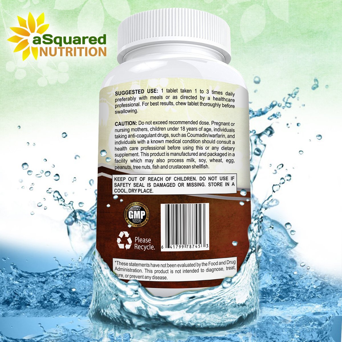 aSquared Nutrition Vitamin D3 with K2 Supplement-180 Chewable Tablets, Max Strength D-3 Cholecalciferol & K-2 MK7 to Support Healthy Bones, Teeth, Heart -Antioxidant D3 & K2 MK-7 Energy Formula Adults