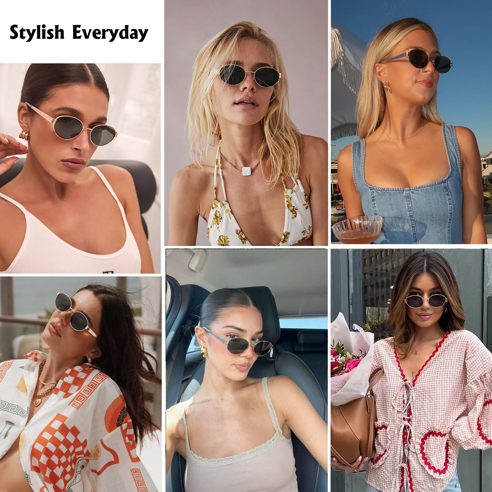 hnbliv Retro Oval Sunglasses for Women Men Shade UV400 Protection Trendy Glod Frame