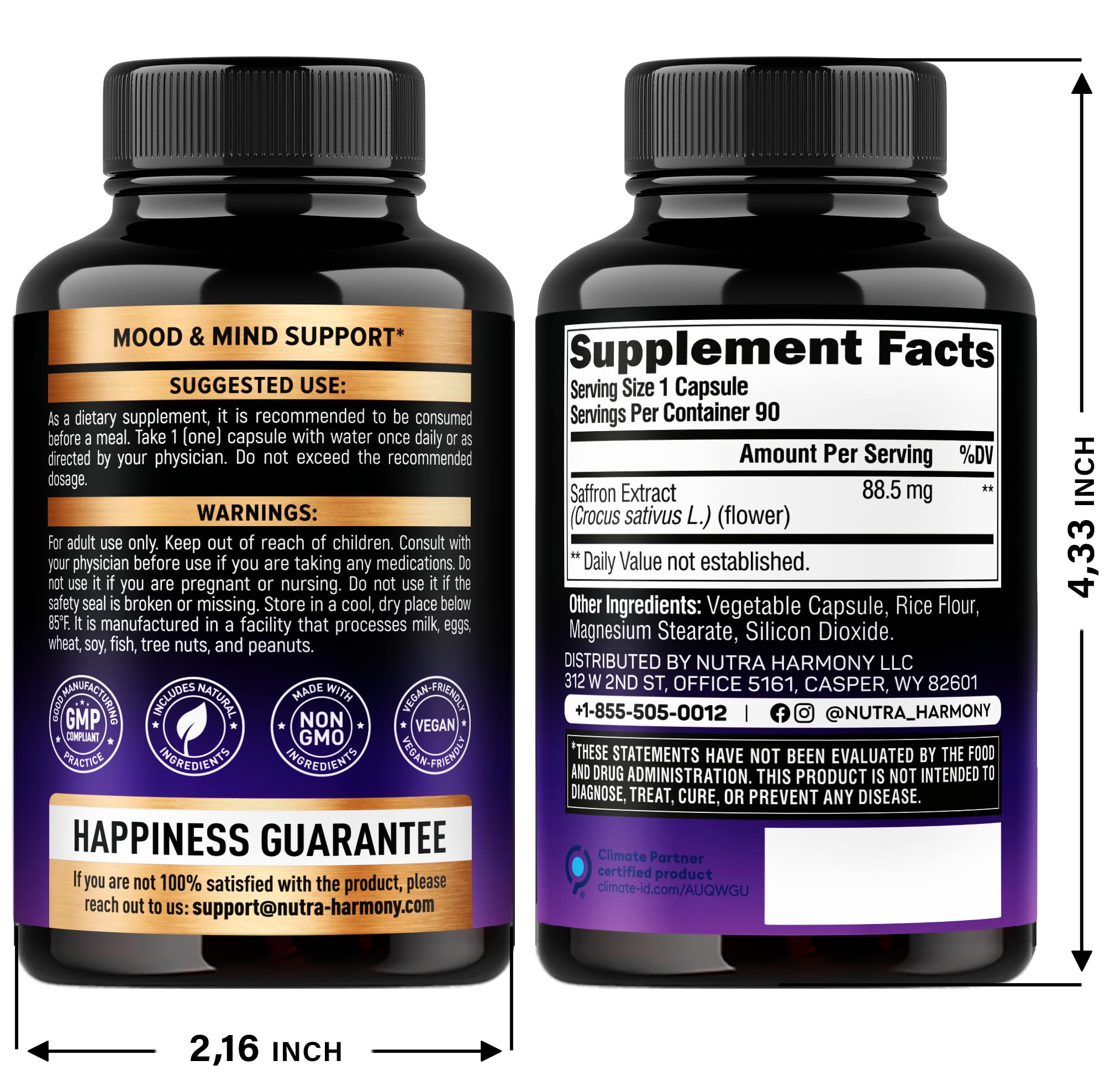 NUTRAHARMONY Saffron Extract & Cortisol Support Capsules