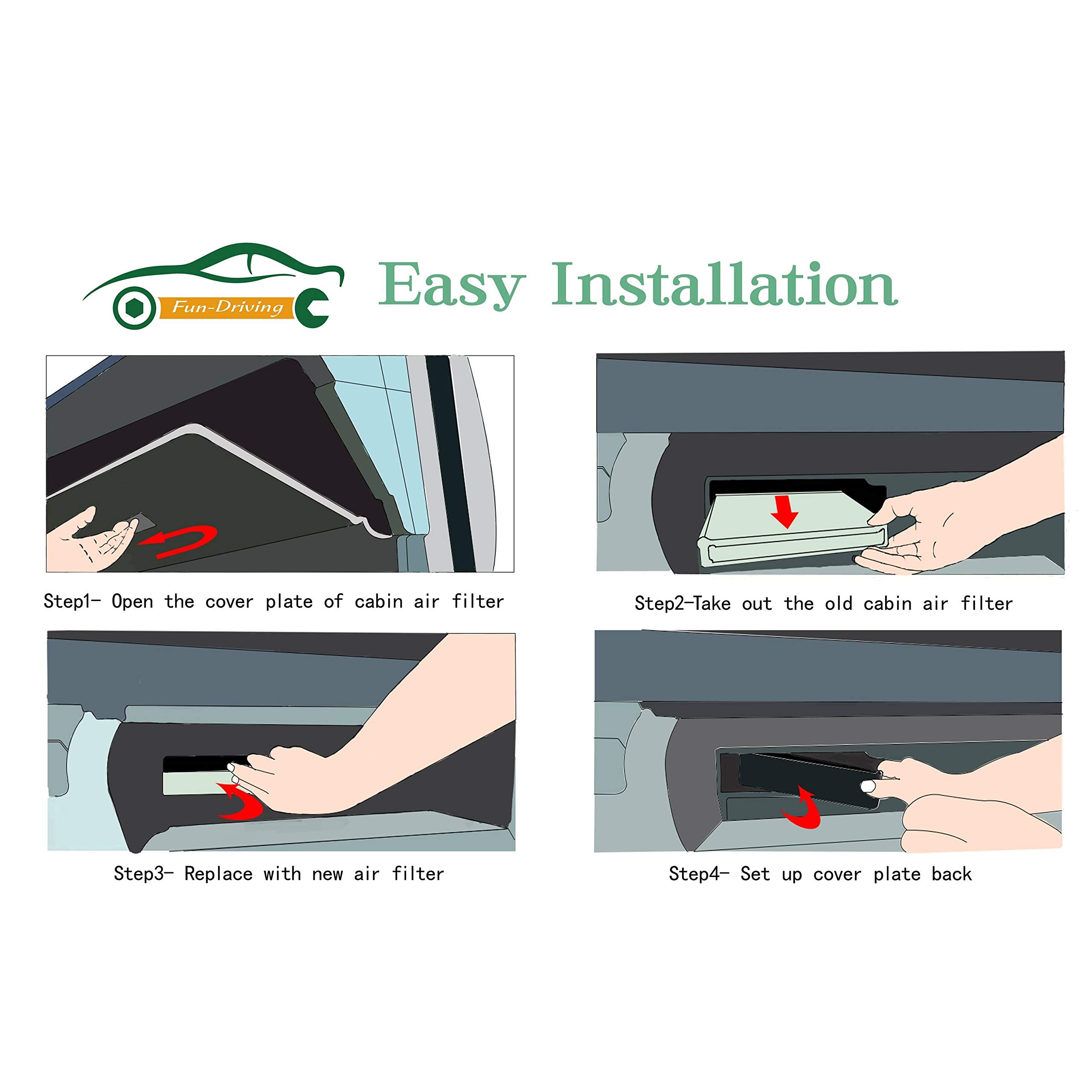 FUN-DRIVING Macrofiber FD318 Cabin Air Filter for ML350 /GLE350 /GL450 /GLS450 /GL550/GL350/ML400 /GLS550/ML550 /GL63 AMG/ML63 AMG /GLE300d/GLS63 AMG/GLE400/GLE63 AMG/ML250,Replacement for 1668300318