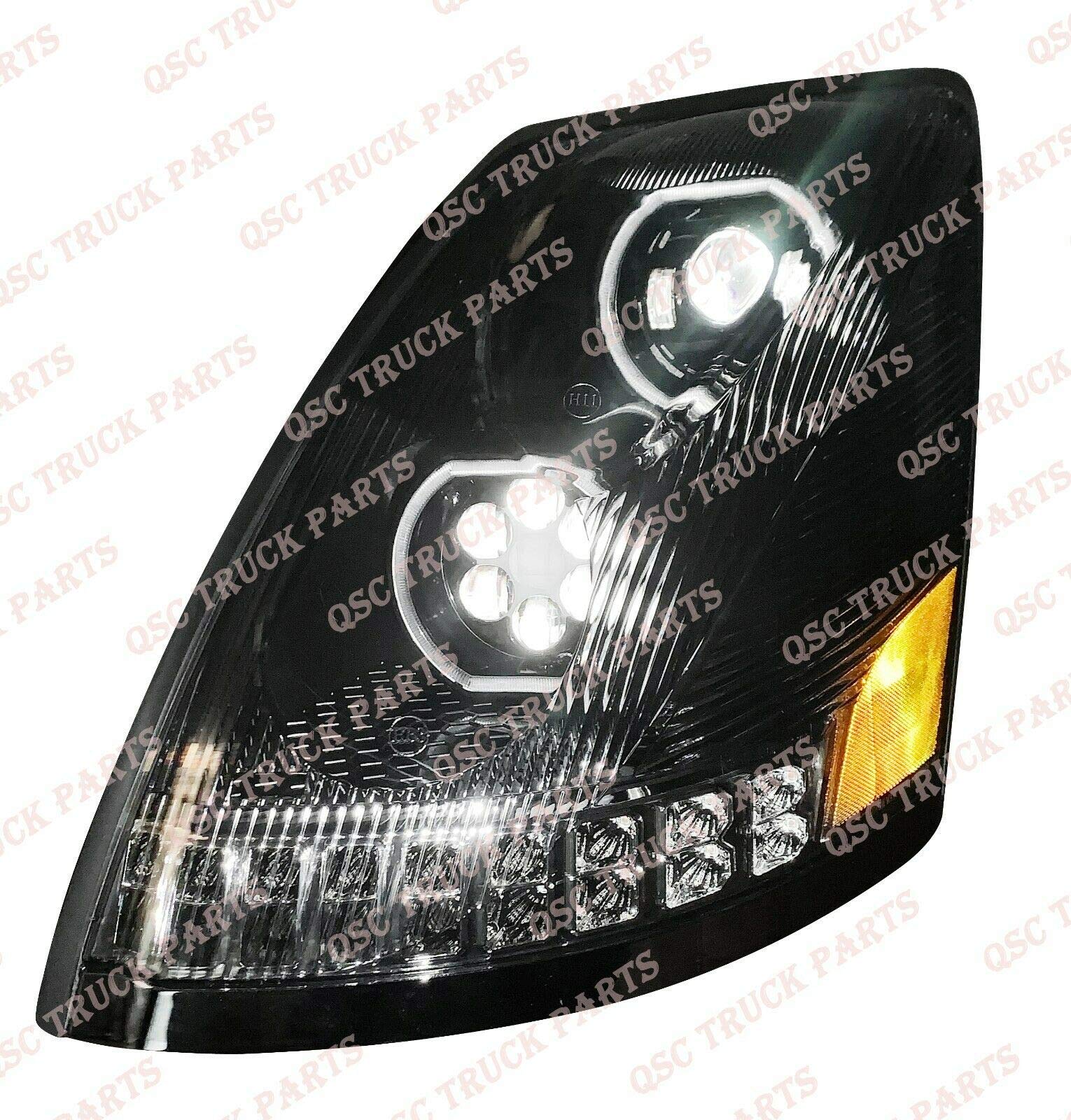 QSC Truck Parts Full LED Performance Headlights Pair Sequential Turn Signals Compatible with Volvo VNL 04-17