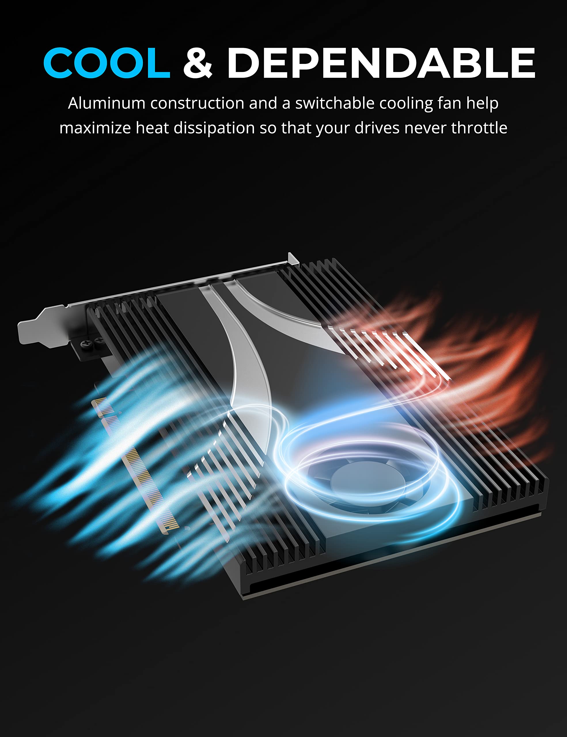 SABRENT 4-Drive NVMe SSD to PCIe 4.0 X 16 Adapter Card with Active Cooling [EC-P4BF]
