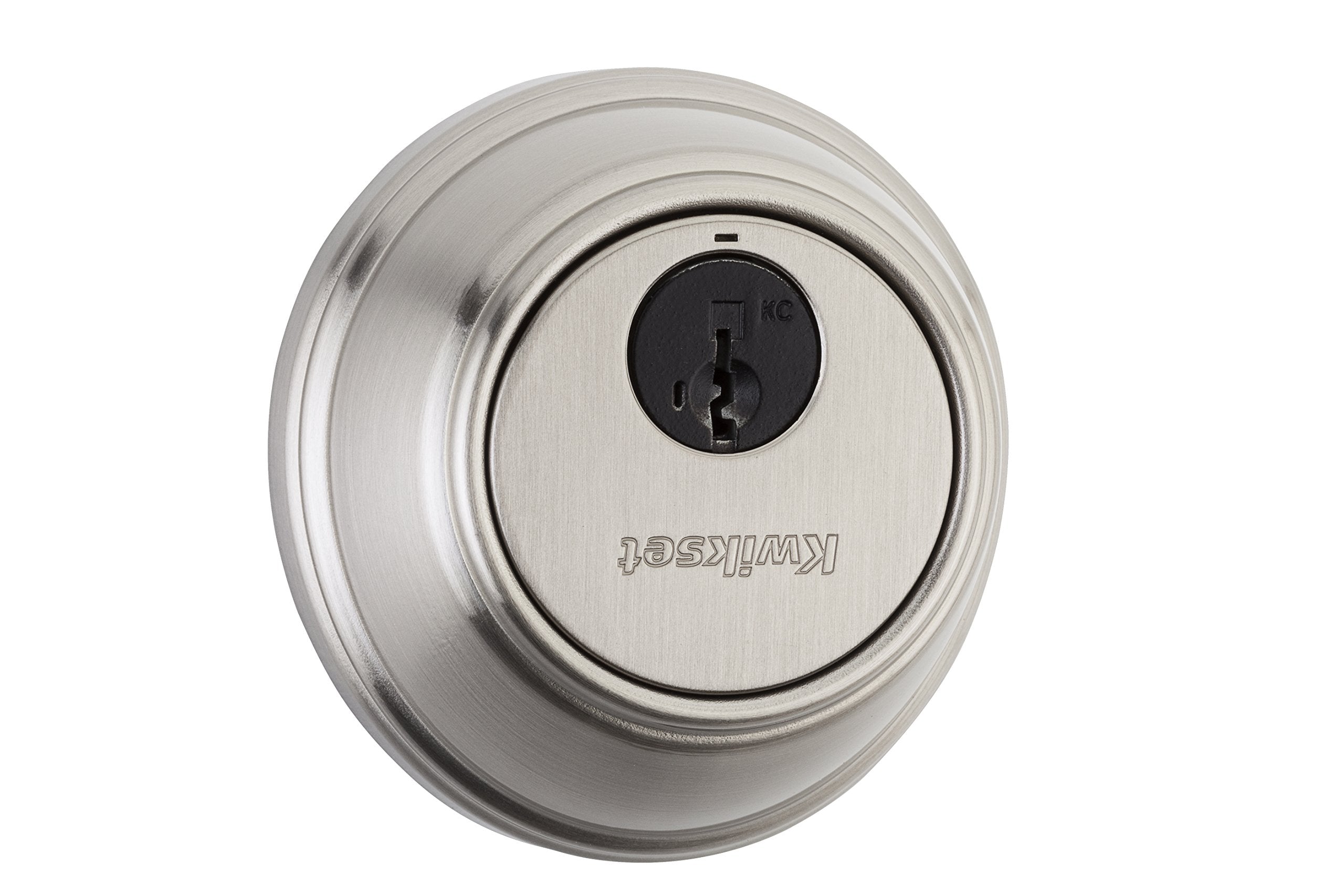 Kwikset 816 Key Control Deadbolt Lock, Round Satin Nickel Exterior Keyed Front Entry Door, Pick Resistant SmartKey Rekey Security, Single Cylinder Dead Bolt, with Microban Protection