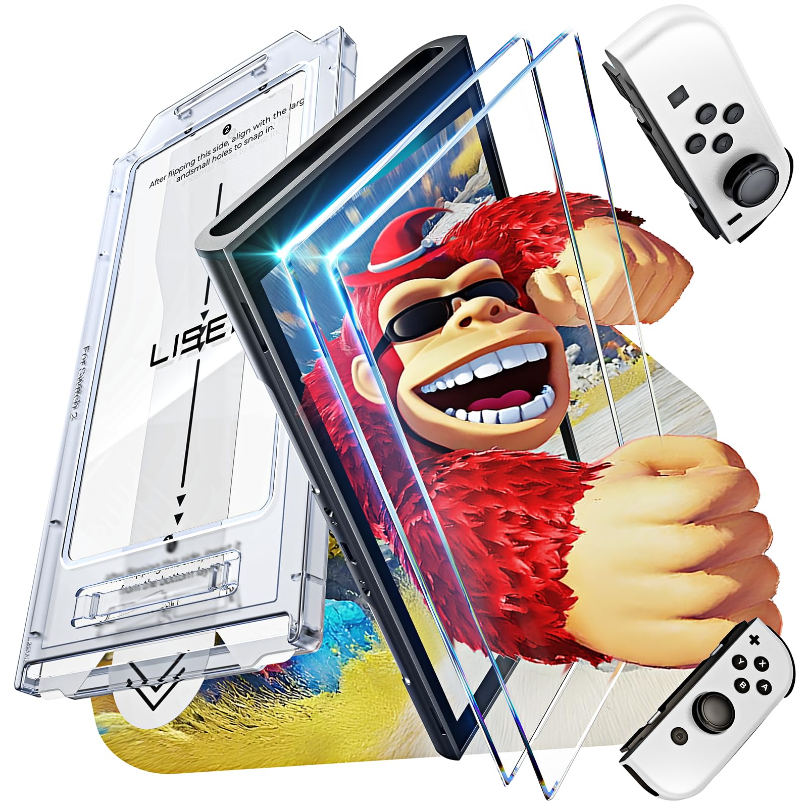 LISEN for Nintendo Switch Oled Screen Protector [2025 Upgrade] (ANTI-GLARE & Auto Alignment Kit) Screen Protector SwitchOled Tempered Glass [Longest Durable] Full Coverage switch 2021 accessories, 2 Pack