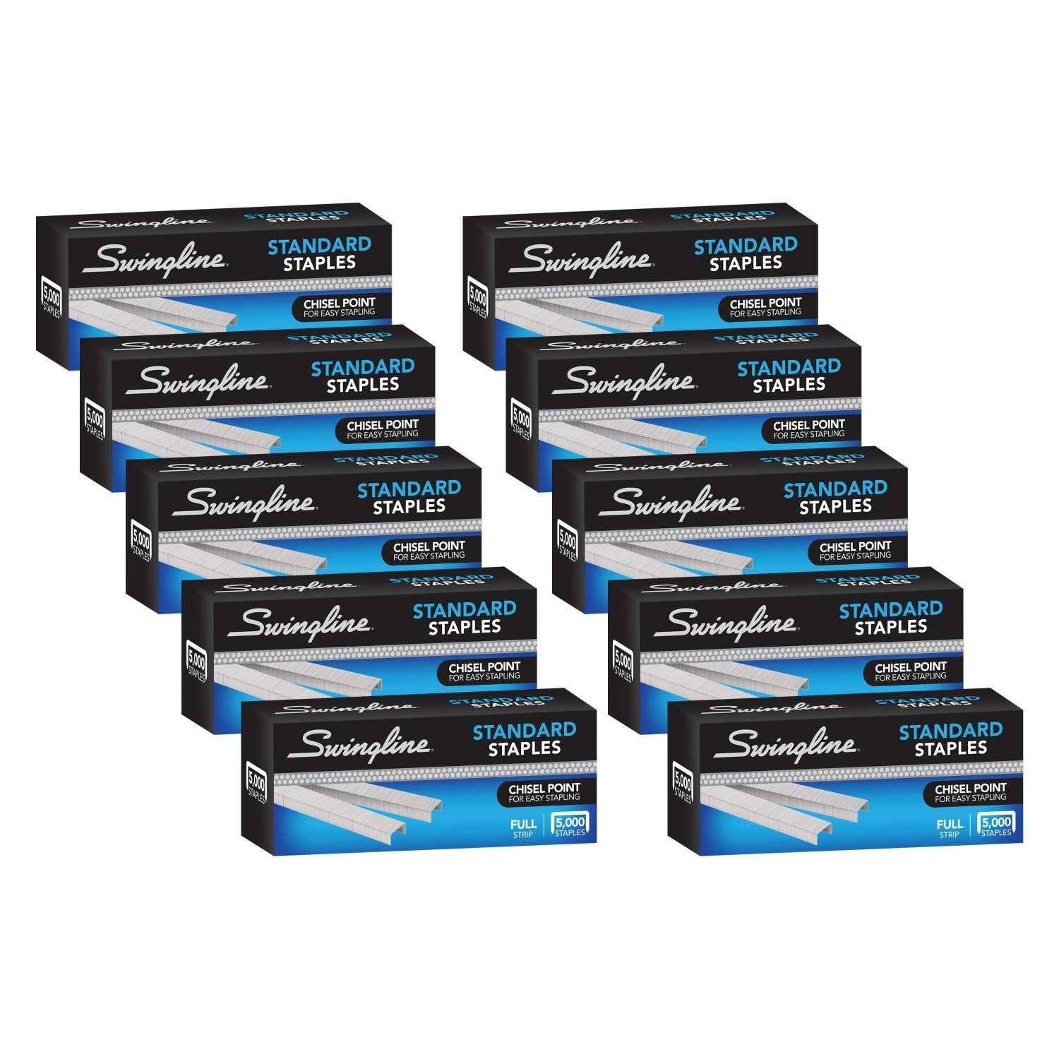 Swingline Staples, 10 Pack, Standard Staples for Desktop Staplers, 1/4" Length, 210/Strip, 5000/Box (35111)
