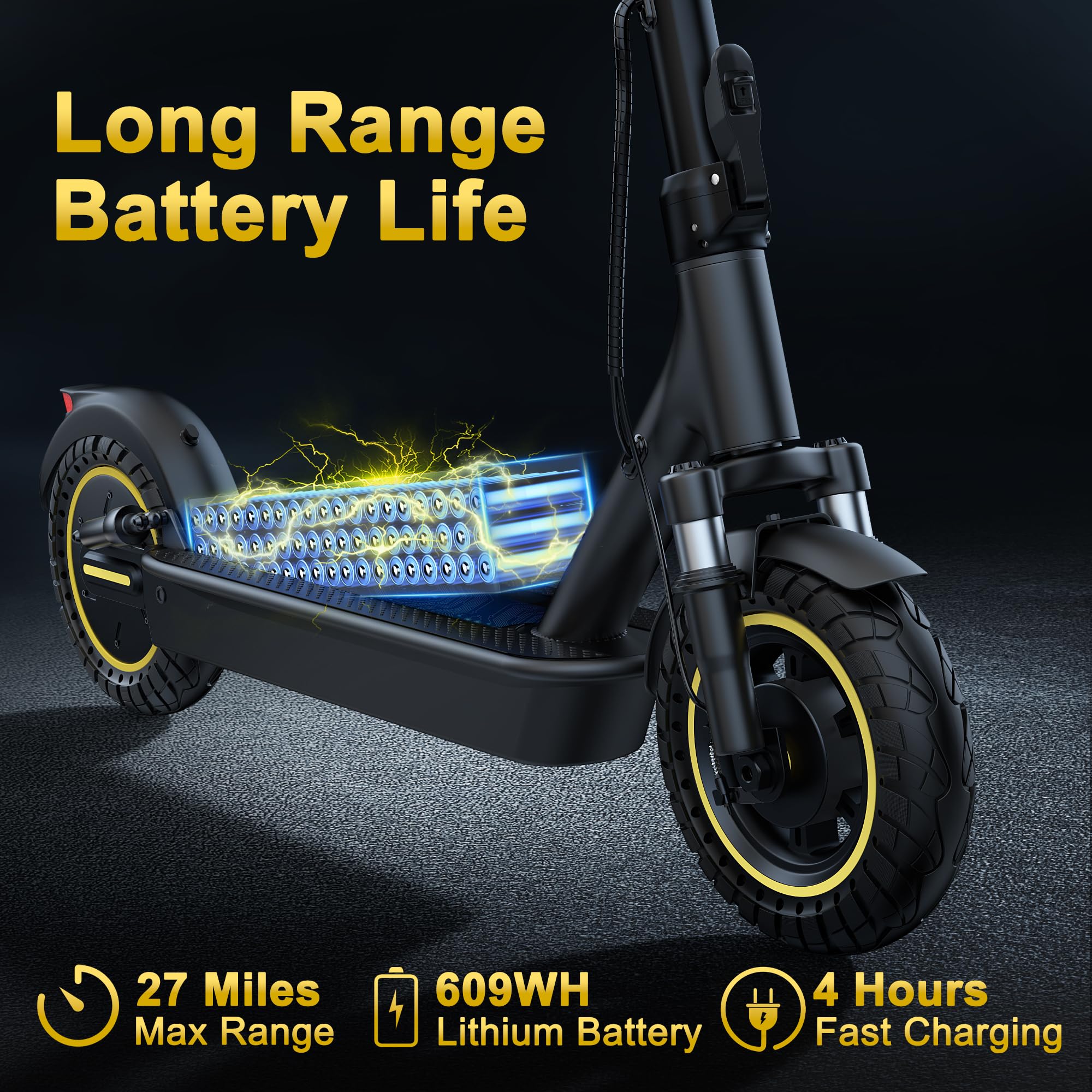 WERHY 10 Inches Electric Scooter, 500W Powerful Motor & 22 MPH Top Speed, 22-28Miles Long Range, Folding E Scooter with Dual Braking for Adults