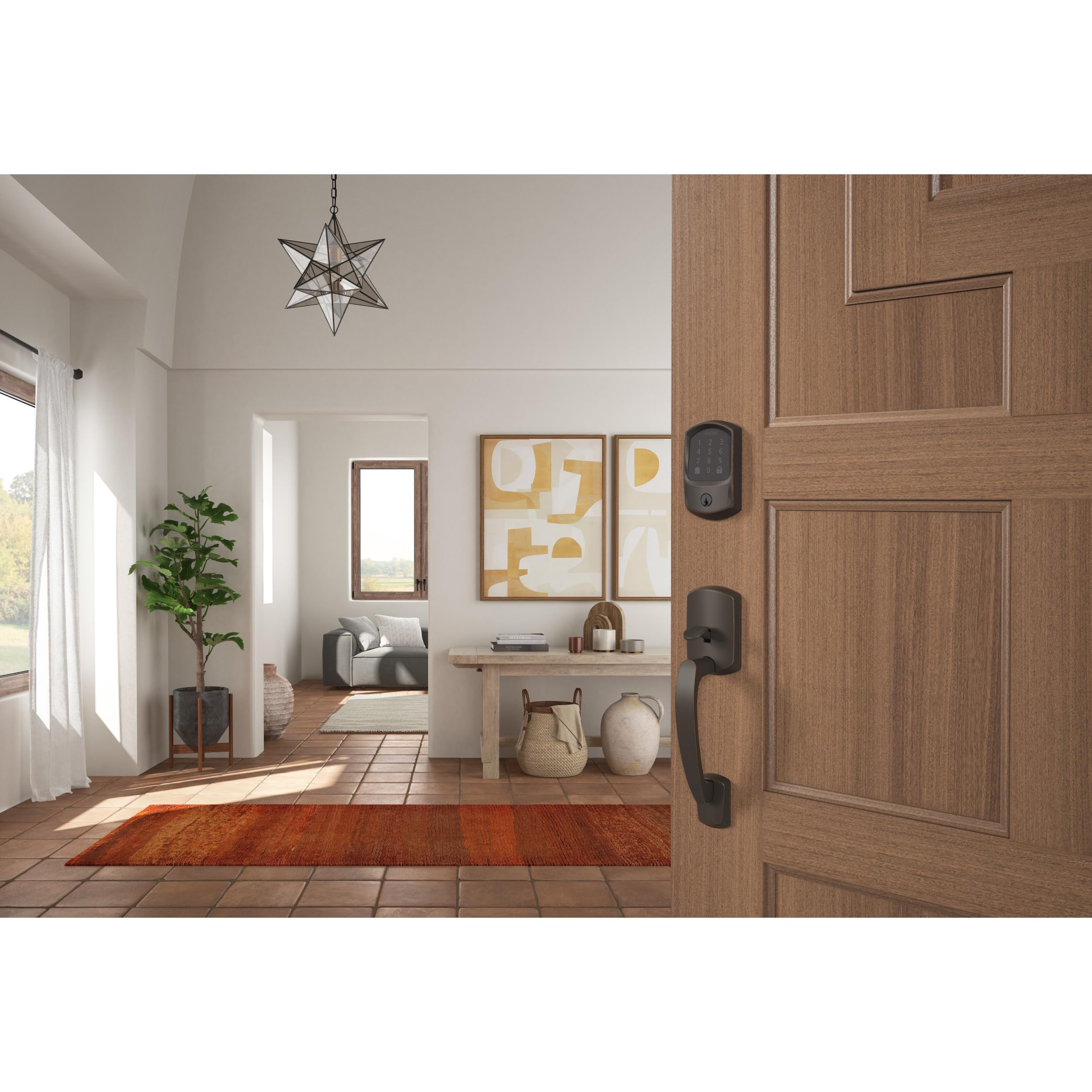 SCHLAGE BE489WB GRW 716 Encode WiFi Deadbolt Smart Lock, Keyless Entry Touchscreen Door Lock with Greenwich Trim, Aged Bronze