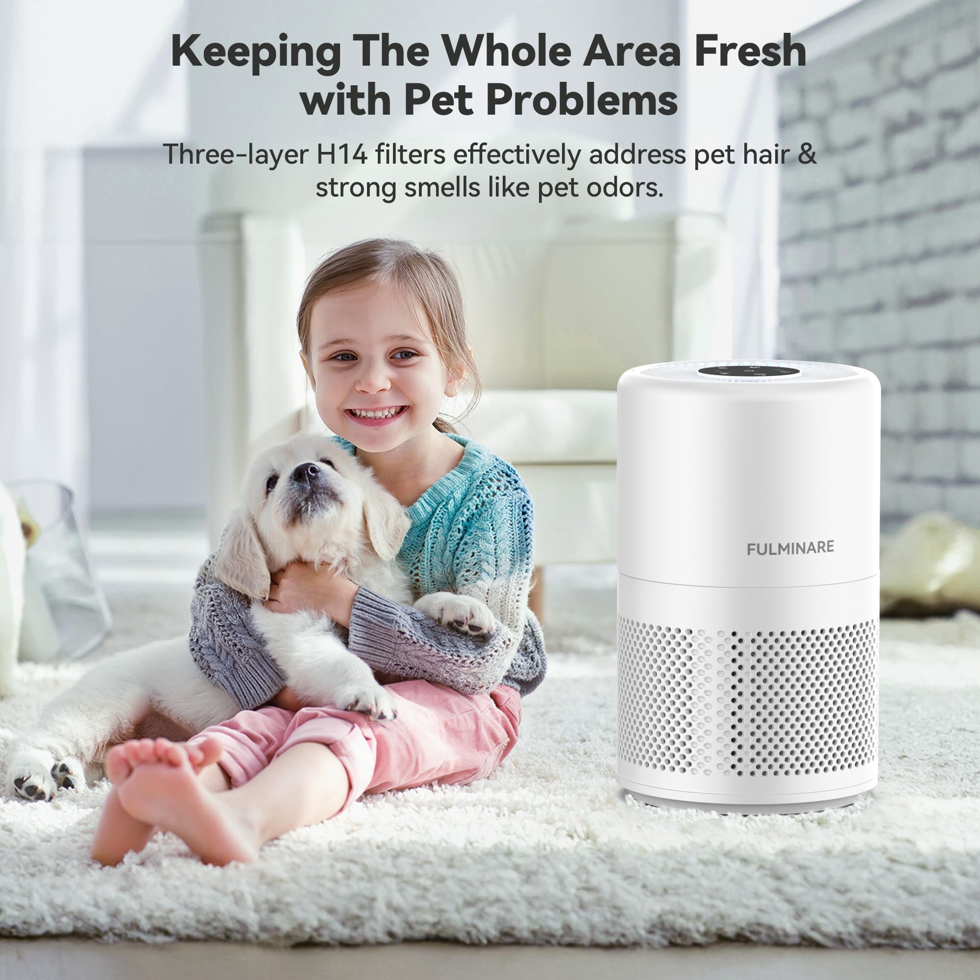 FULMINARE Air Purifiers for Home Large Room, 1095 Ft² Coverage, H14 True HEPA Air Purifier for Bedroom, Pets, Smokers, PM2.5, VOCs... 14 Air Cleaner with Auto Variable Frequency, Sleep Mode, Timer