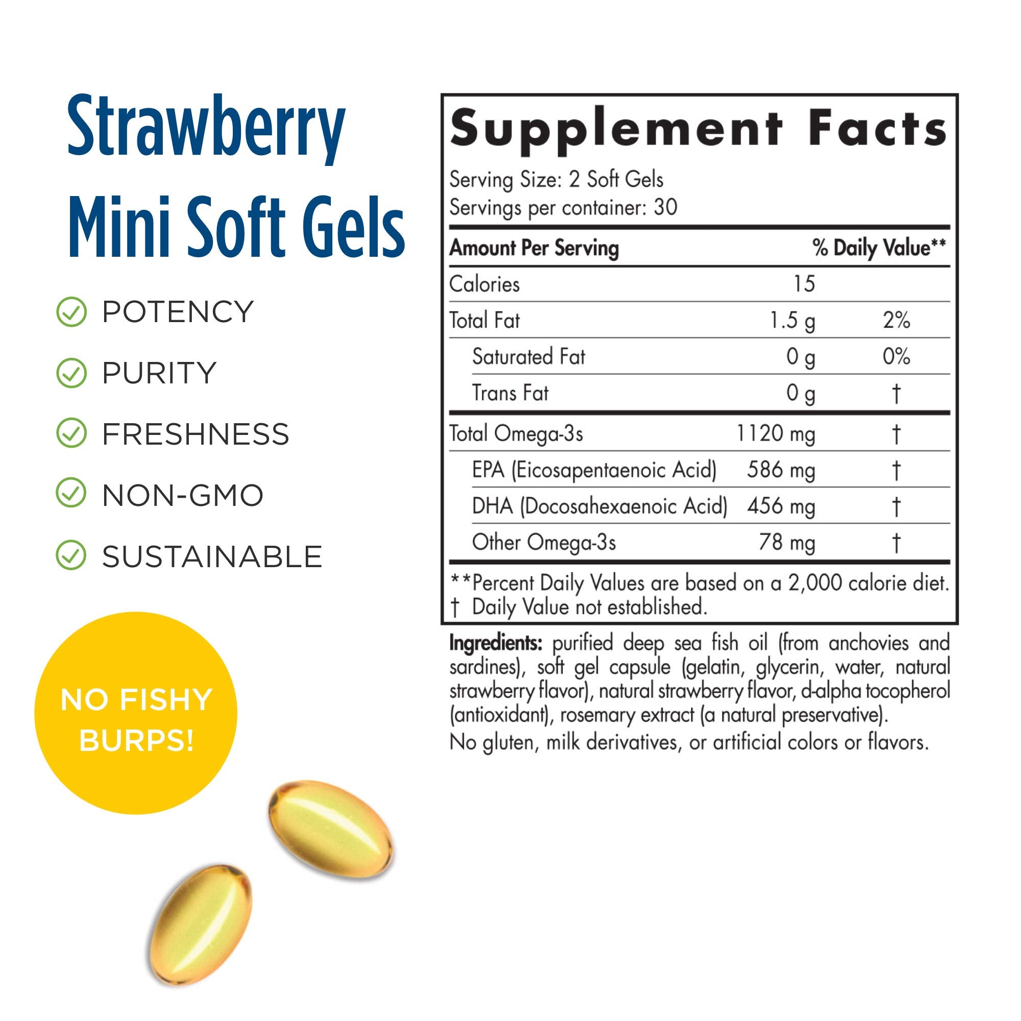 Nordic Naturals ProOmega 2000 Jr., Strawberry Flavor - 60 Soft Gels - 1120 mg Omega-3 - Ultra Potent Fish Oil - EPA & DHA - Promotes Brain, Heart, & Immune Health - Non-GMO - 30 Servings