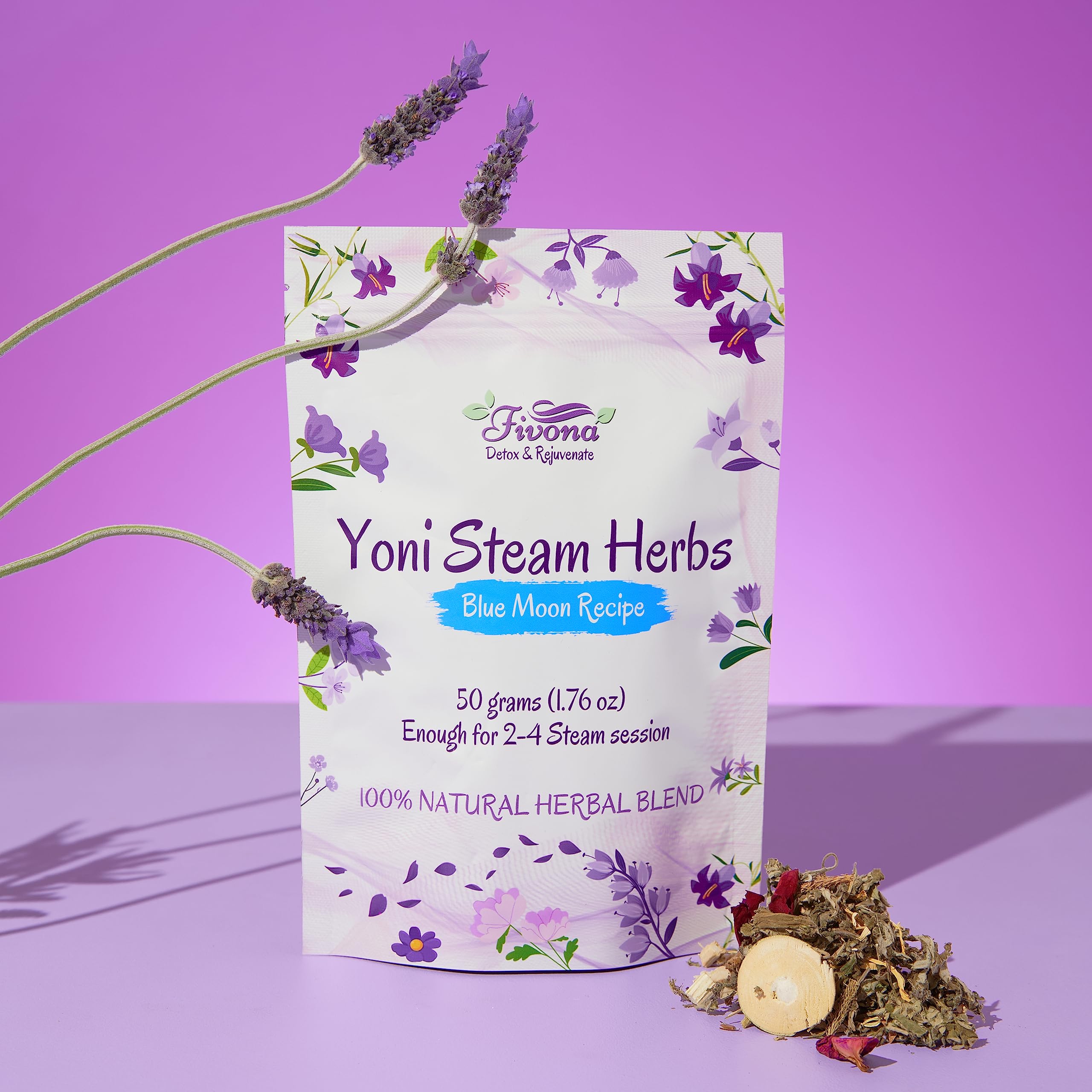 2 in 1 Bundle Yoni Steam Kit - V-Steaming Seat with Blue Moon Recipe Herbal Blend 1.76 oz- Yoni Detox - Odor Control
