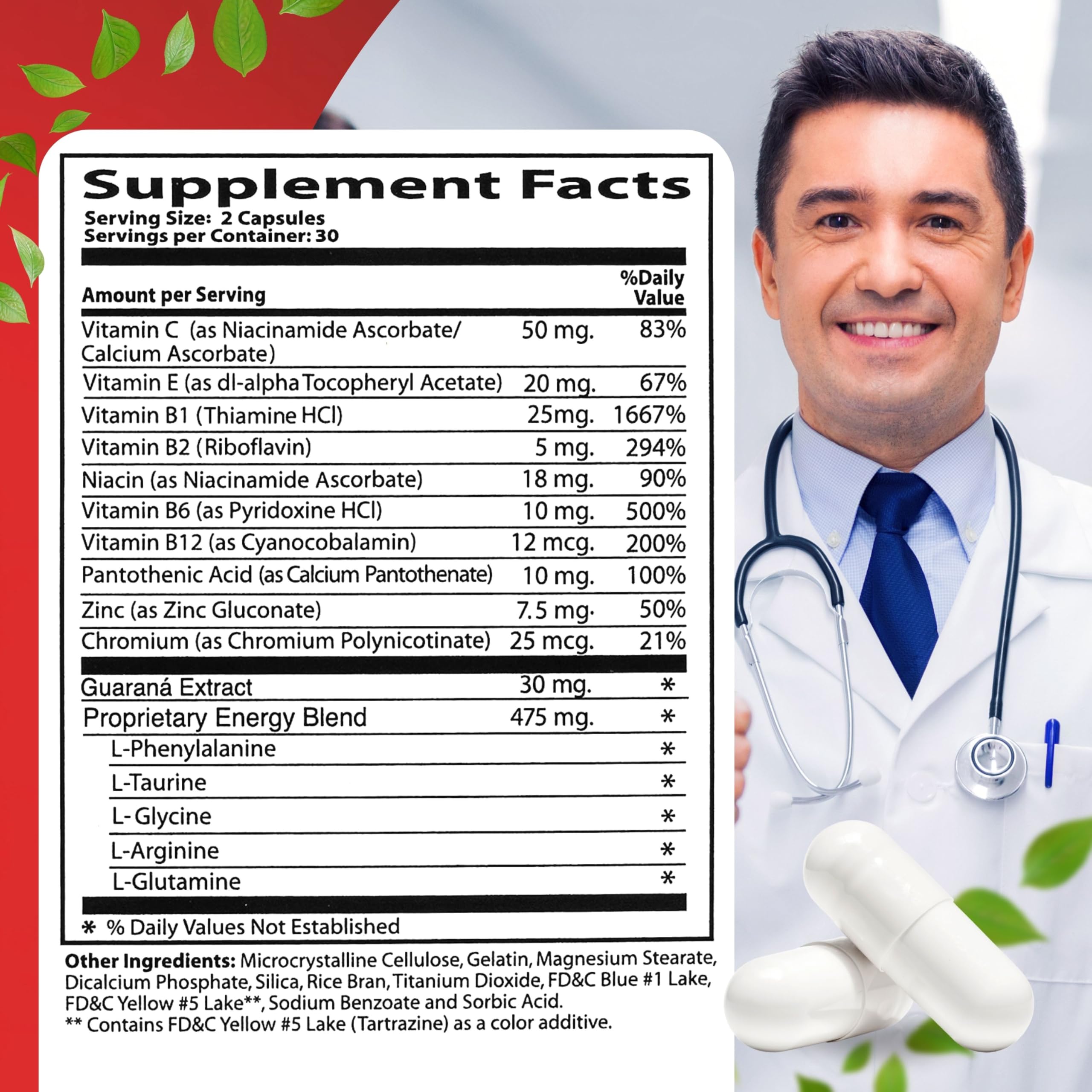 60 Caps Neurobion Energy - Amino Acids Vitamin B1 B2 B6 B12 - Increases Brain Alertness & Stamina