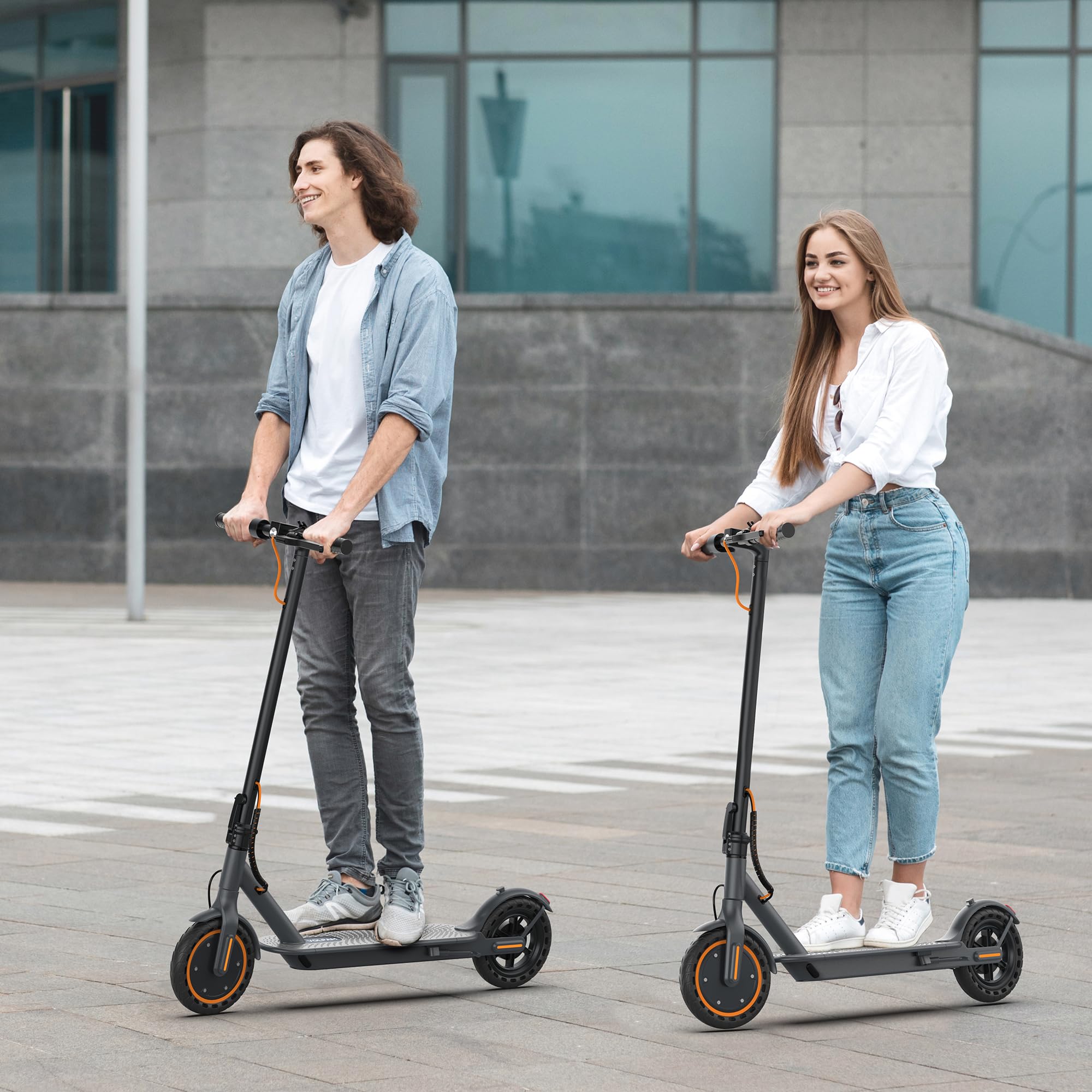Adult Electric Scooter, Max Speed 19/21MPH, Up to 21-28 Miles Range, 500W/350WMotor Adult E-Scooter, Foldable Scooter with Dual Braking, Smart APP