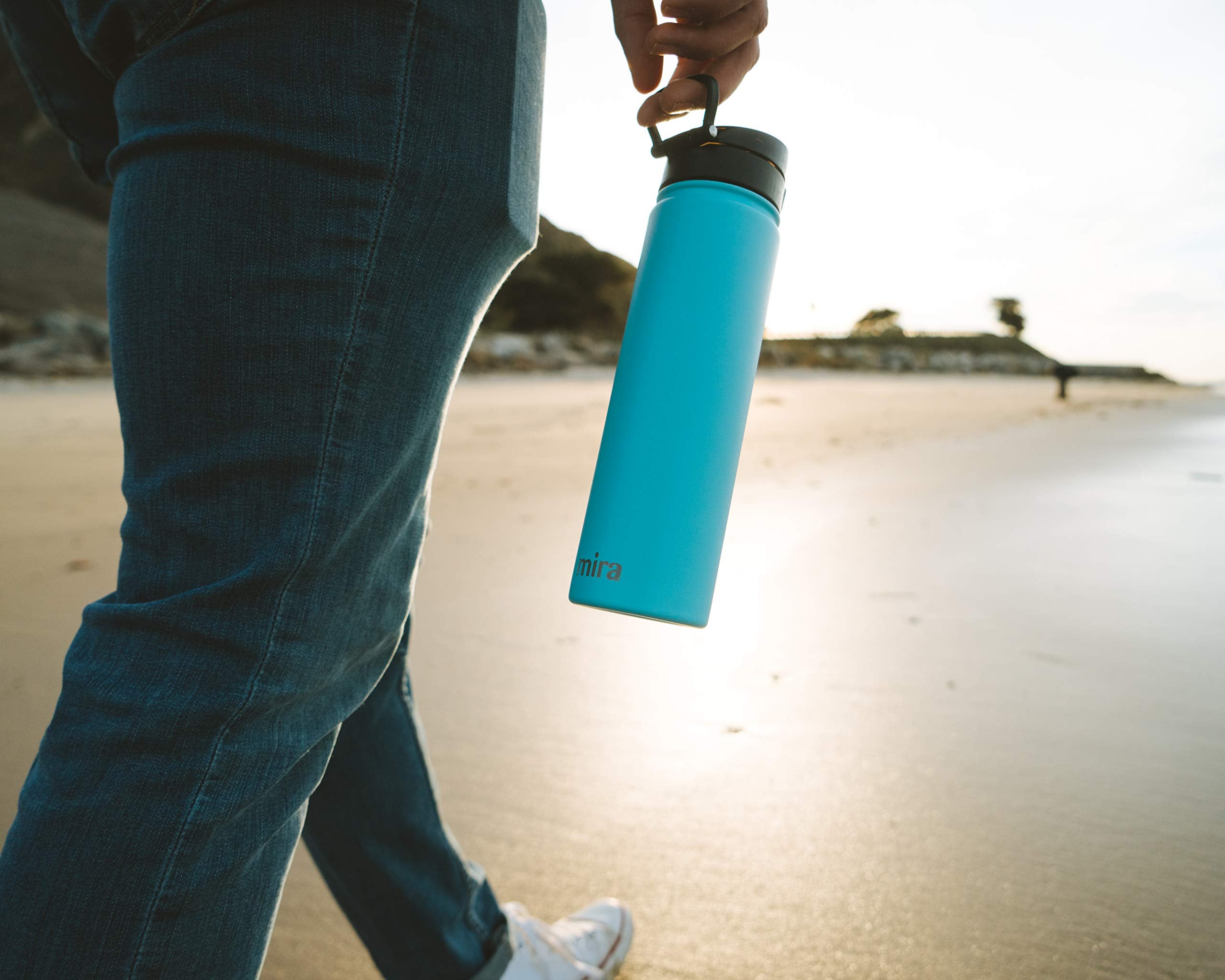 MIRA Stainless Steel Water Bottle - Hydro Vacuum Insulated Metal Thermo Flask Keeps Cold for 24 Hours, Hot for 12 Hours - BPA-Free One Touch Spout Lid Cap - 24 oz, Space Blue